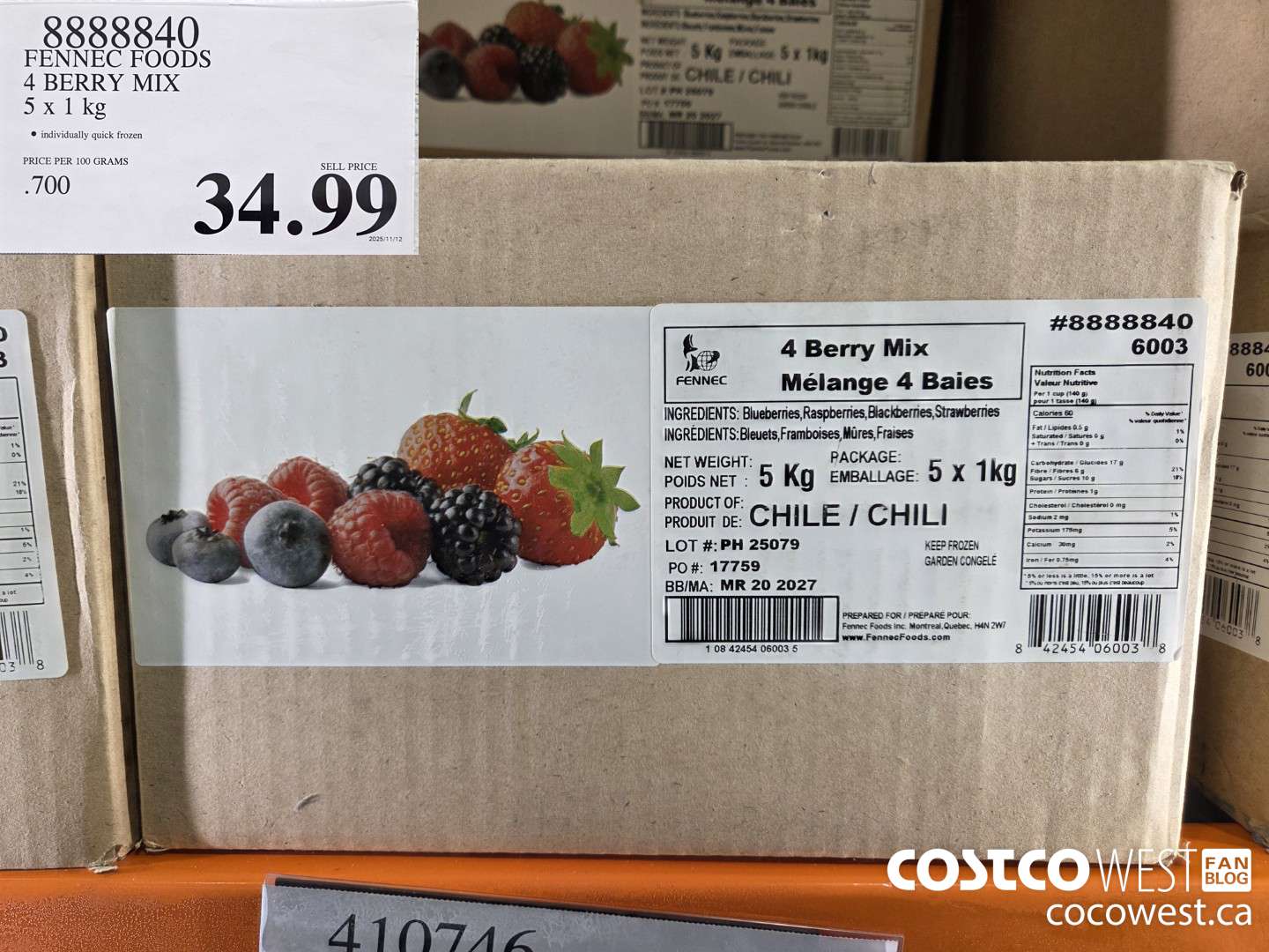 8888840 FENNEC FOODS 4 BERRY MIX 5 x 1 kg $34.99