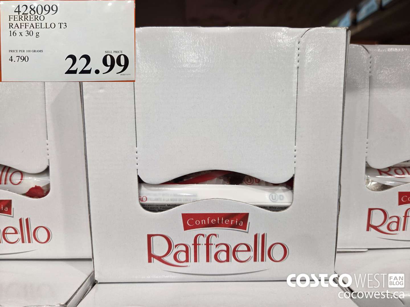 428099 FERRERO RAFFAELLO T3 16 x 30 g $22.99