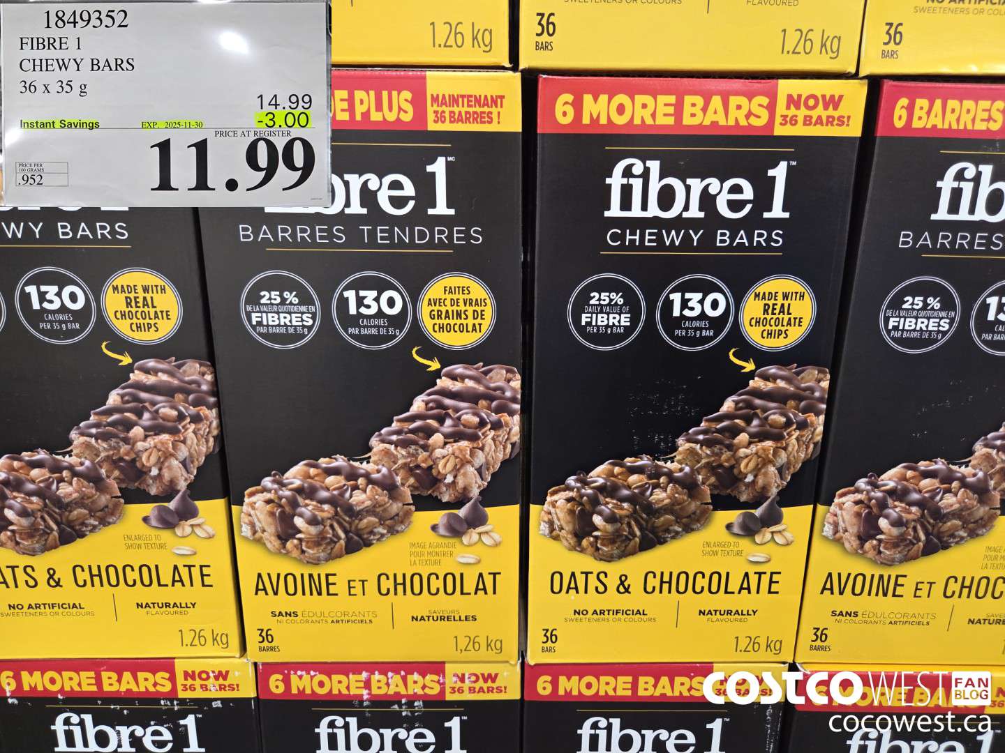 1849352 FIBRE 1 CHEWY BARS 36 x 35 g ($3.00 INSTANT SAVINGS EXPIRES ON 2025-11-30) $11.99