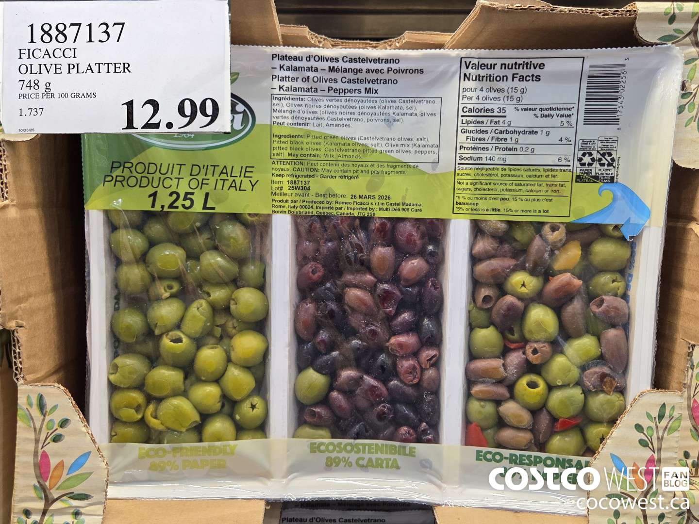 1887137 FICACCI OLIVE PLATTER 748G $12.99