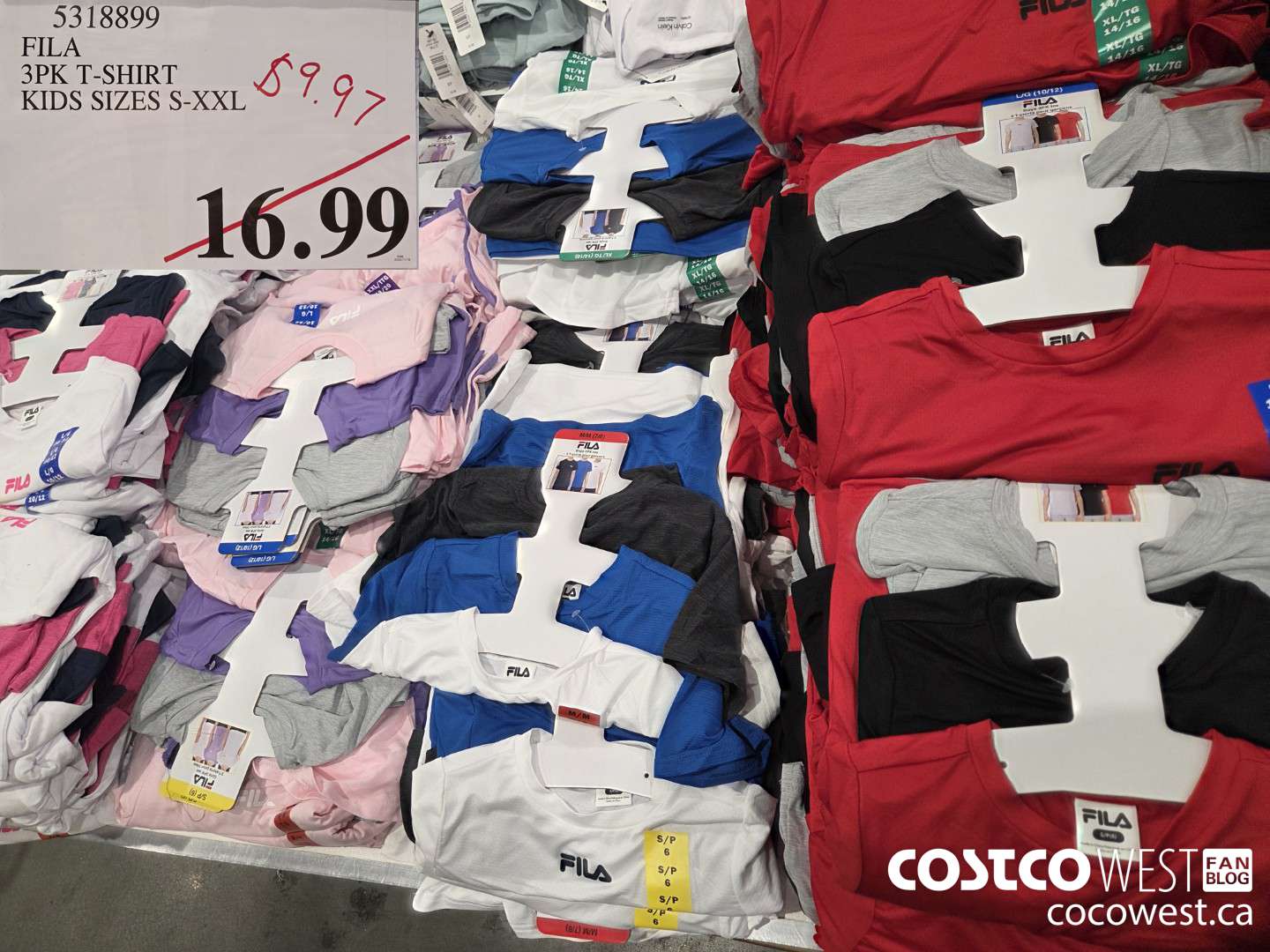 5318899 FILA 3PK T-SHIRT KIDS SIZES S-XXL  $9.97