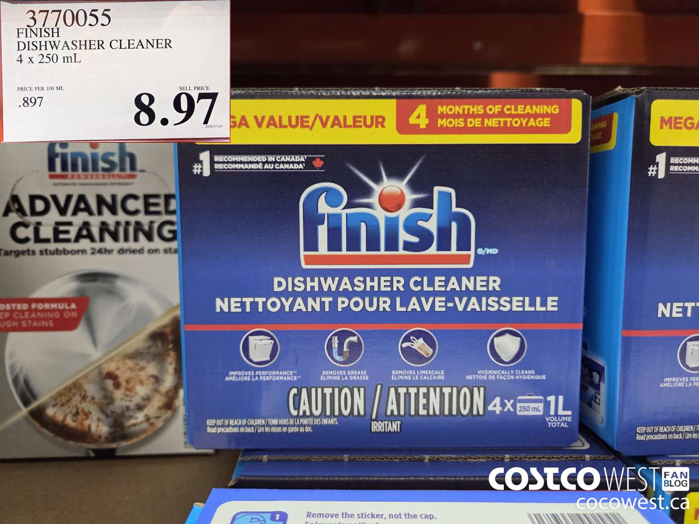 3770055 FINISH DISHWASHER CLEANER 4 X 250ML $8.97