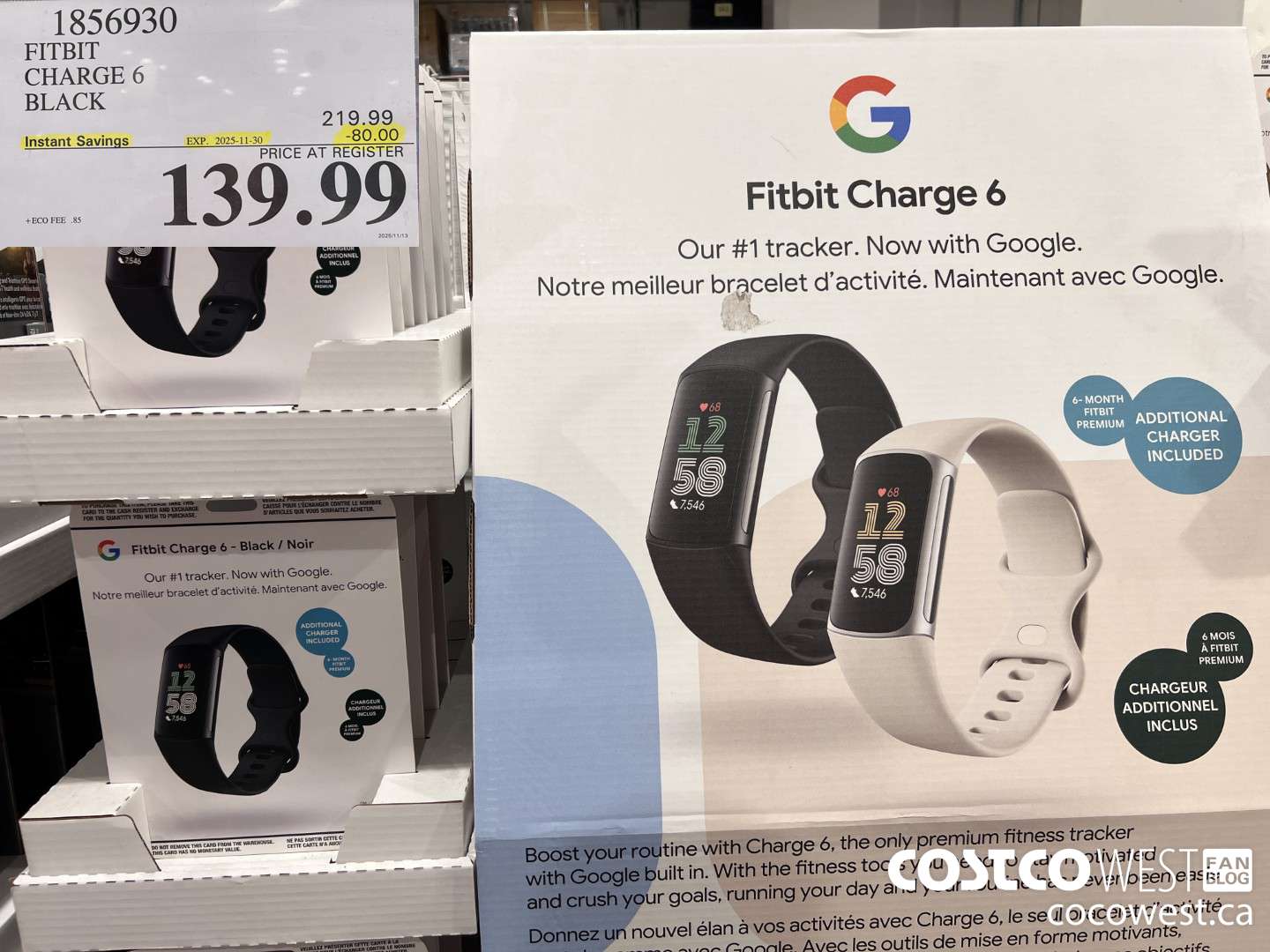 1856930 FITBIT CHARGE 6 BLACK ($80.00 INSTANT SAVINGS EXPIRES ON 2025-11-30) $139.99