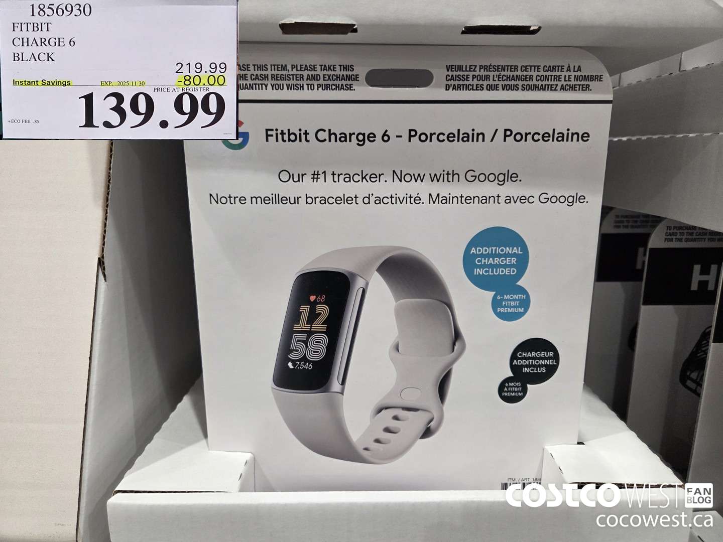 1856930 FITBIT CHARGE 6 BLACK ($80.00 INSTANT SAVINGS EXPIRES ON 2025-11-30) $139.99