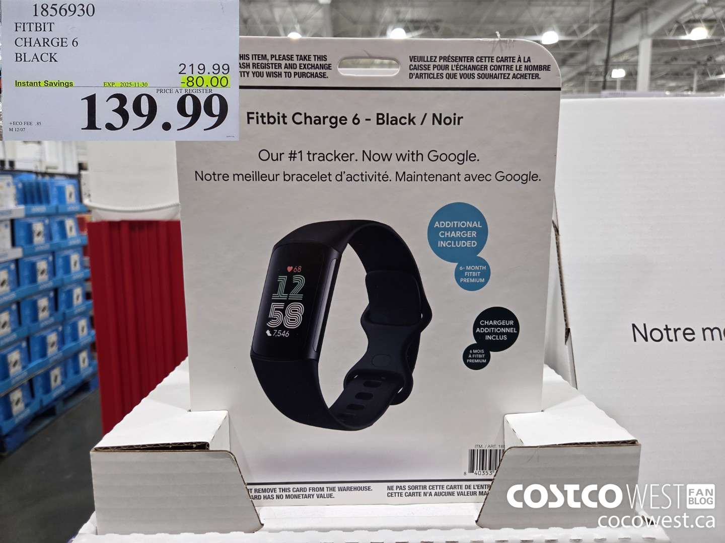 1856930 FITBIT CHARGE 6 BLACK ($80.00 INSTANT SAVINGS EXPIRES ON 2025-11-30) $139.99
