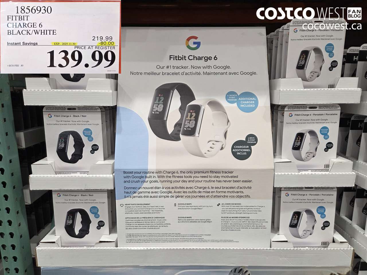 1856930 FITBIT CHARGE 6 BLACK ($80.00 INSTANT SAVINGS EXPIRES ON 2025-11-30) $139.99