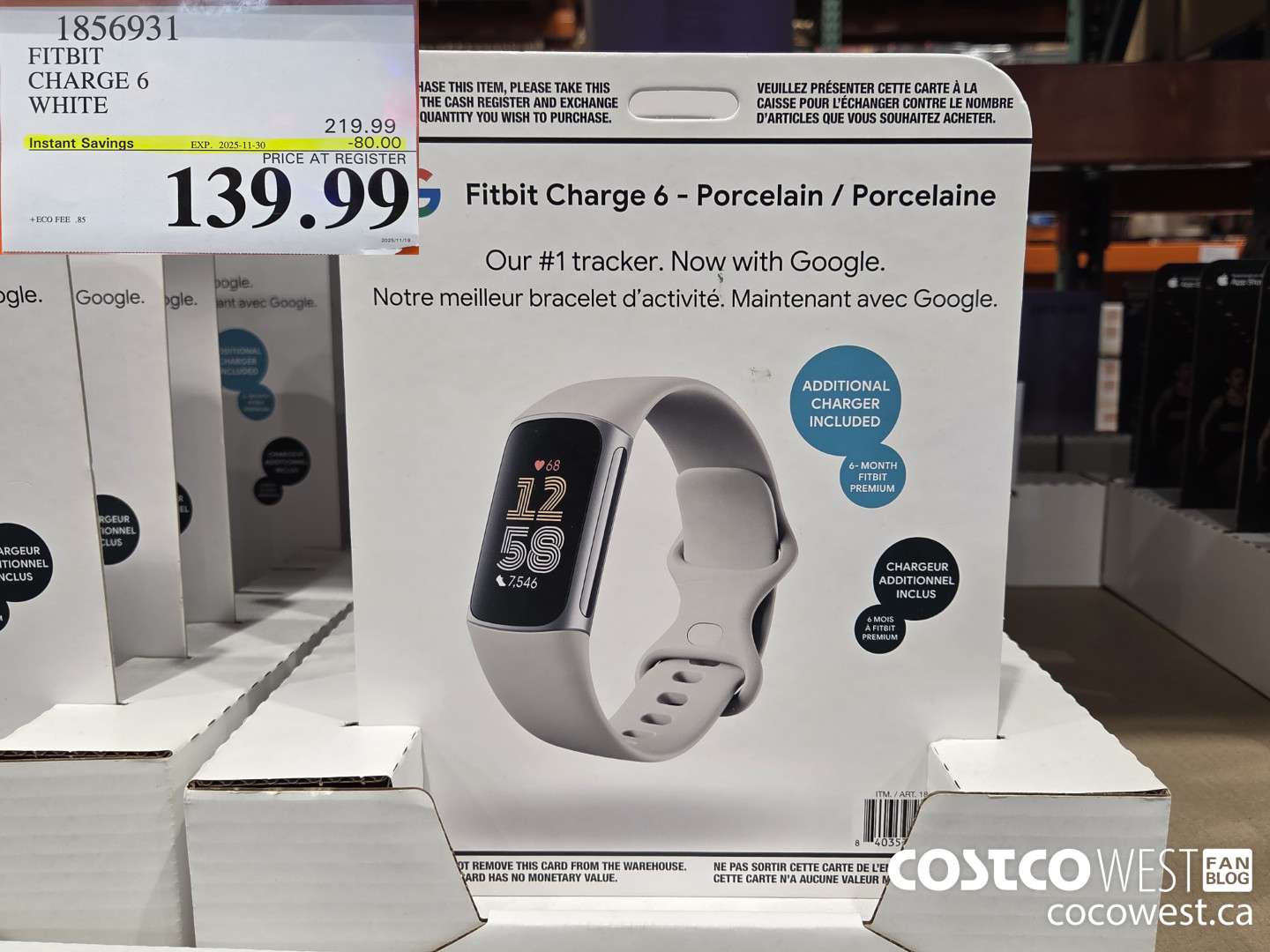 1856931 FITBIT CHARGE 6 WHITE ($80.00 INSTANT SAVINGS EXPIRES ON 2025-11-30) $139.99