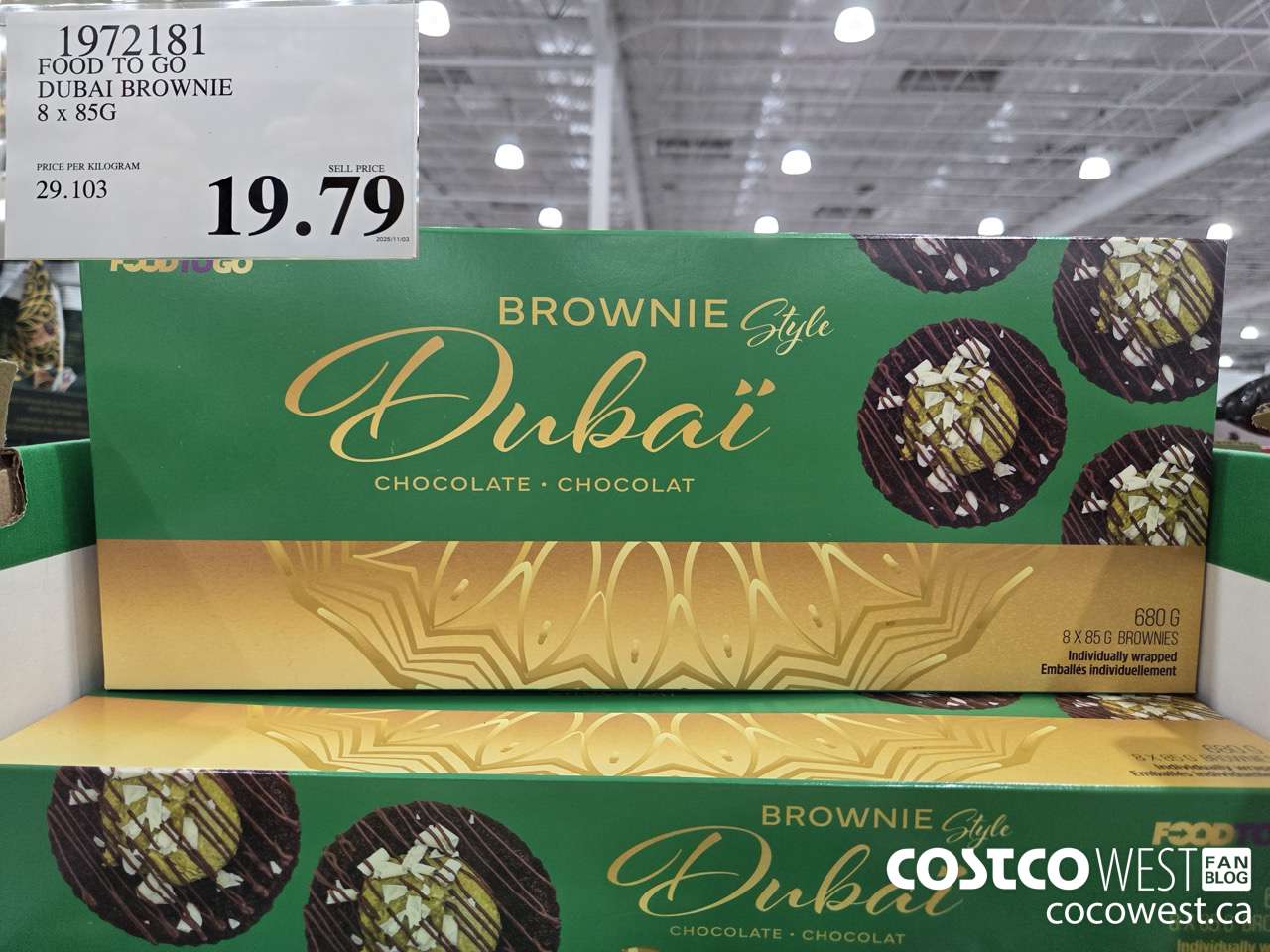 1972181 FOOD TO GO DUBAI BROWNIE 8 X 85G $19.79