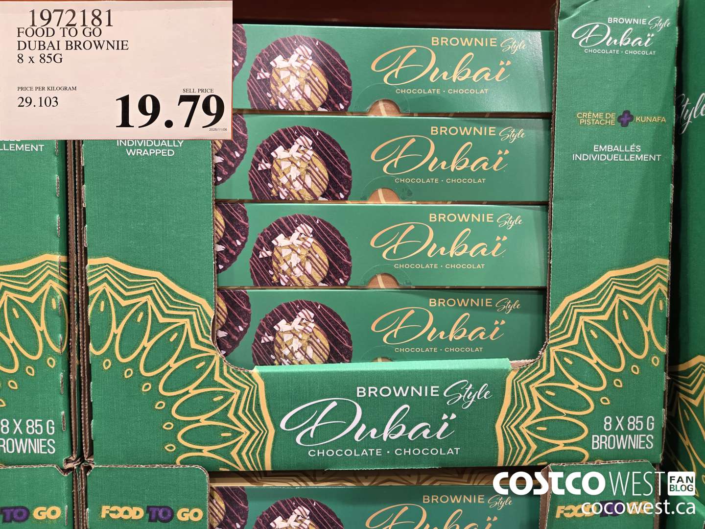 1972181 FOOD TO GO DUBAI BROWNIE 8 X 85G $19.79