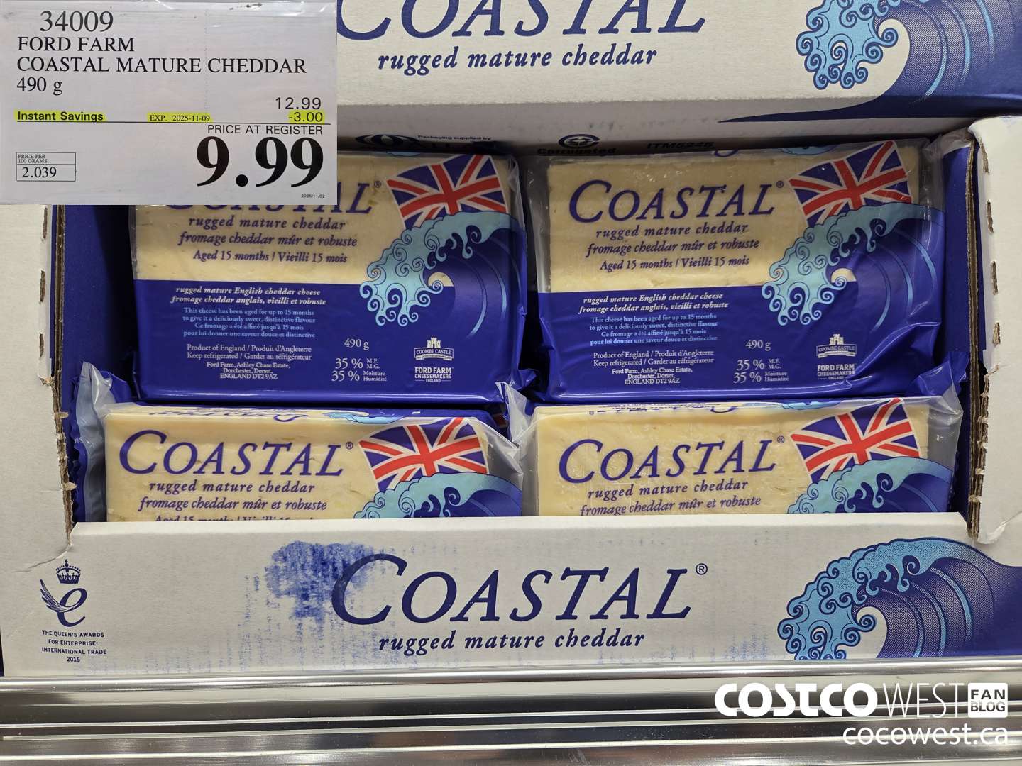 34009 FORD FARM COASTAL MATURE CHEDDAR 490G ($3.00 INSTANT SAVINGS EXPIRES ON 2025-11-09) $9.99