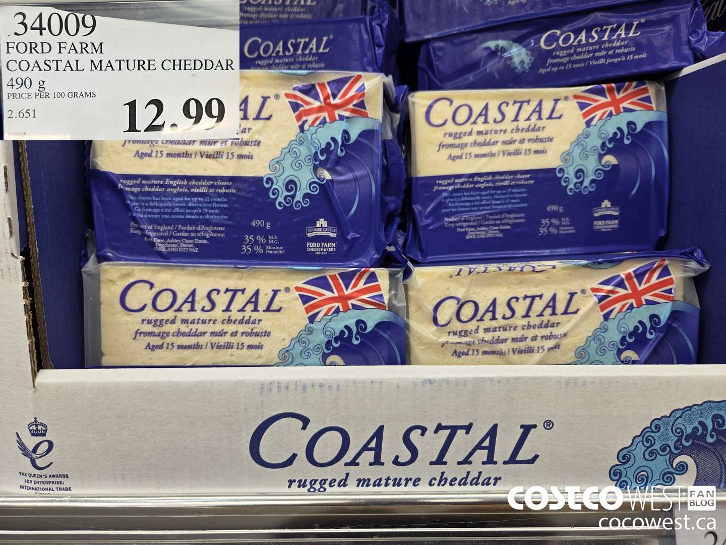 34009 FORD FARM COASTAL MATURE CHEDDAR 490G $12.99