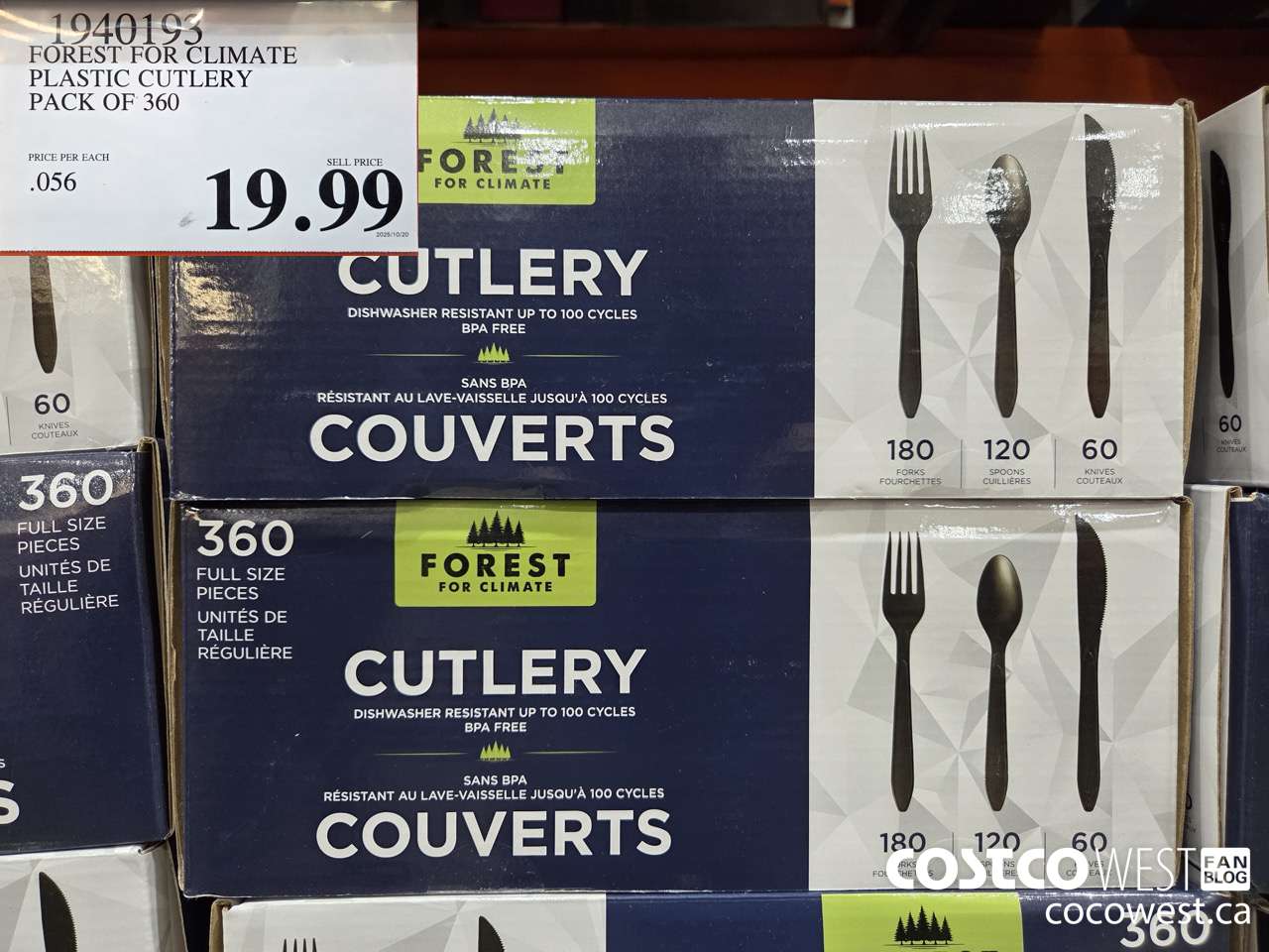 1940193 FOREST FOR CLIMATE PLASTIC CUTLERY PACK OF 360 $19.99