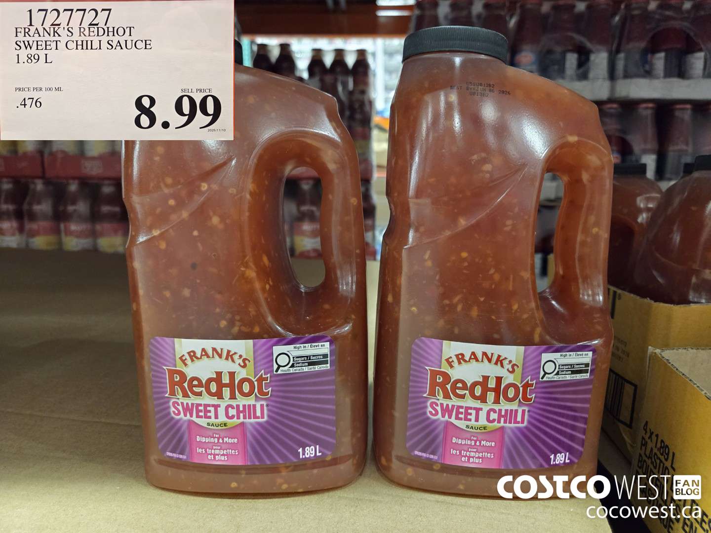 1727727 FRANK'S REDHOT SWEET CHILI SAUCE 1.89 L $8.99