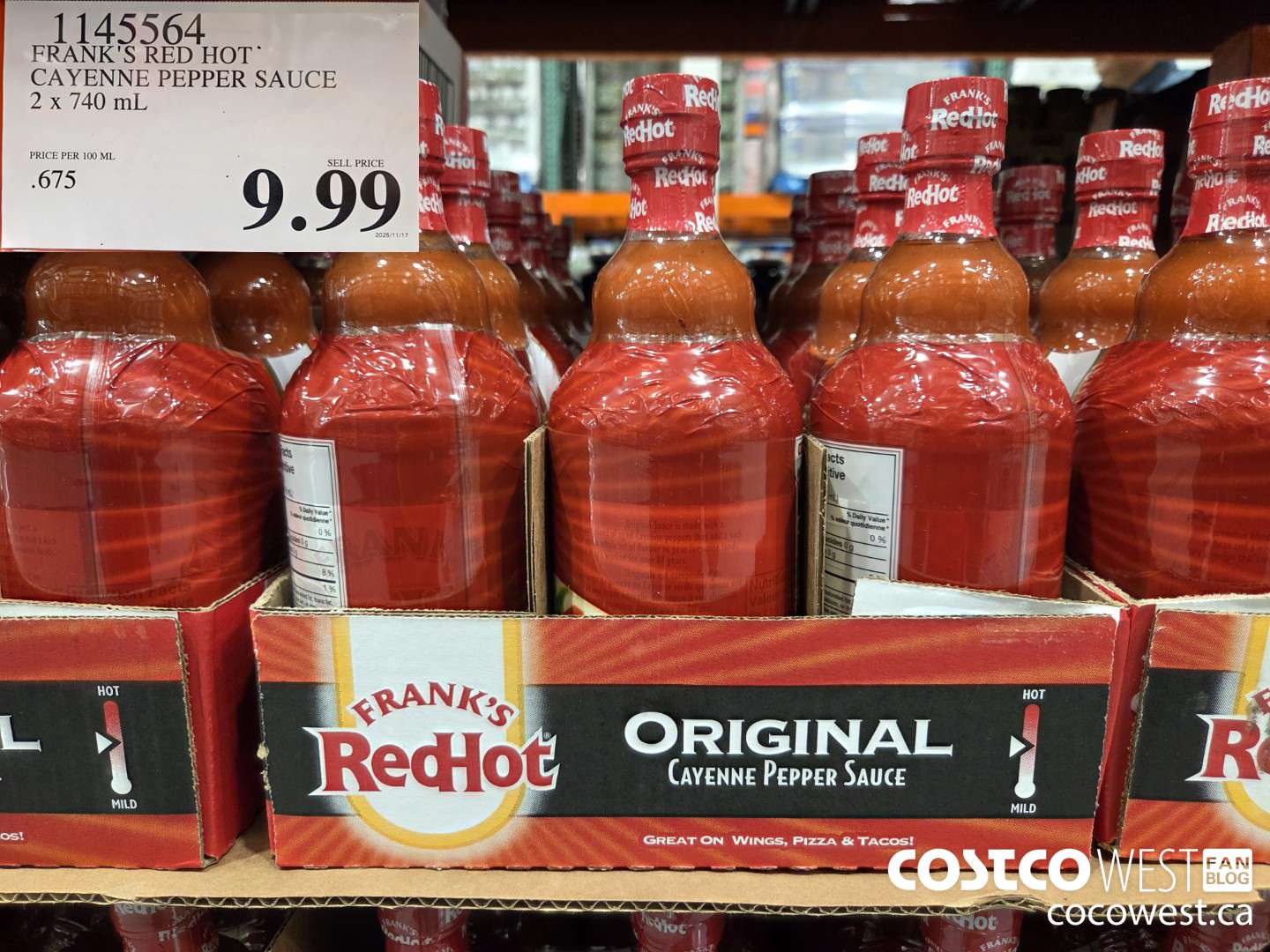 1145564 FRANK'S RED HOT CAYENNE PEPPER SAUCE 2 x 740 mL $9.99