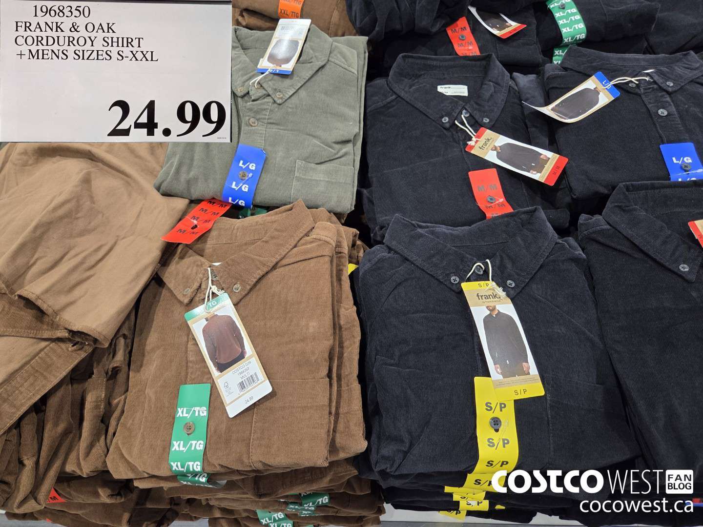 1968350 FRANK & OAK CORDUROY SHIRT MENS SIZES S-XXL $24.99