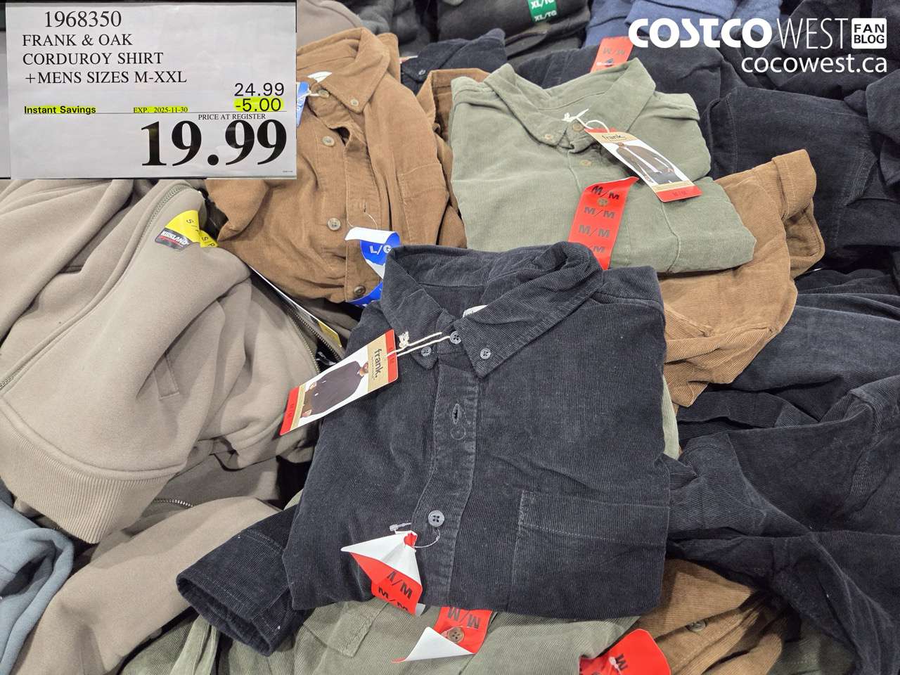 1968350 FRANK & OAK CORDUROY SHIRT MENS SIZES S-XXL ($5.00 INSTANT SAVINGS EXPIRES ON 2025-11-30) $19.99