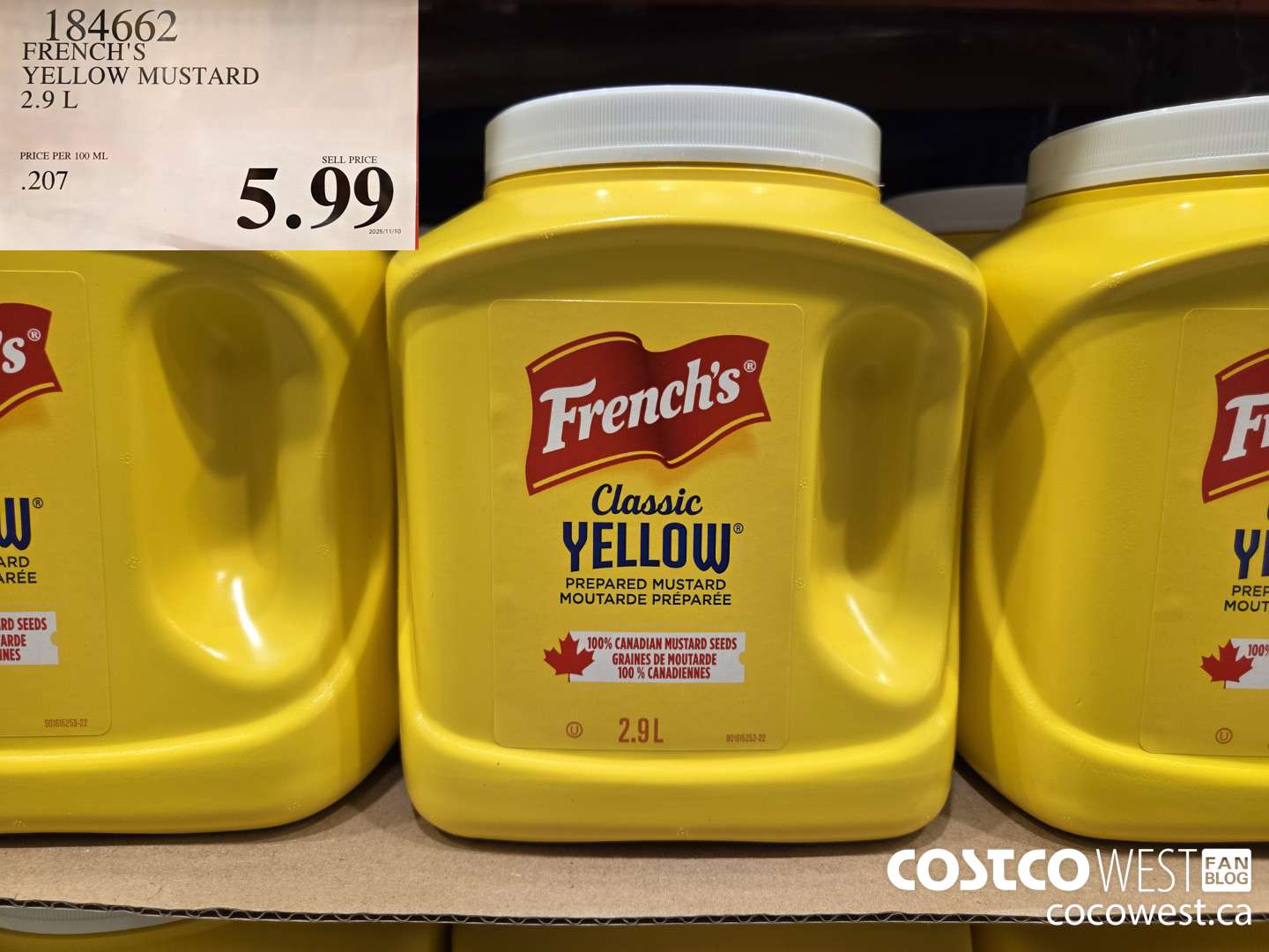 184662 FRENCH'S YELLOW MUSTARD 2.9 L $5.99