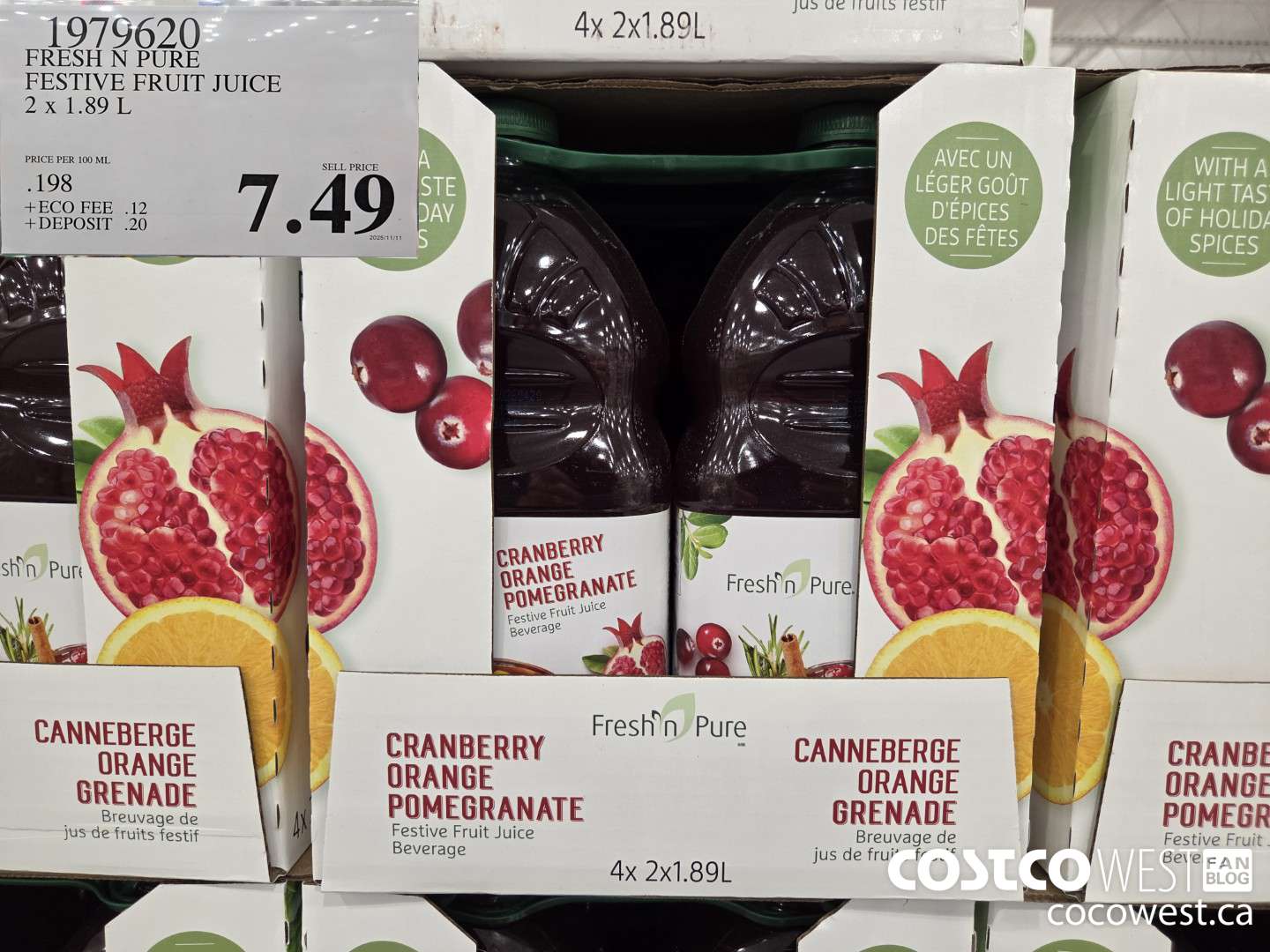 1979620 FRESH N PURE FESTIVE FRUIT JUICE 2 x 1.89 L $7.49