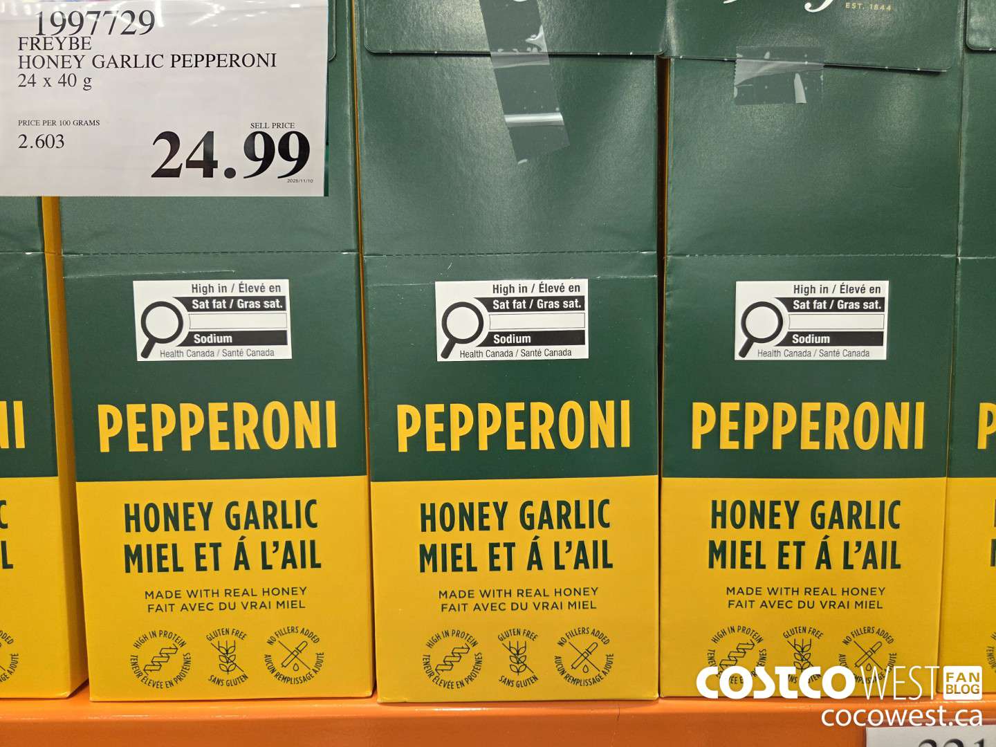 1997729 FREYBE HONEY GARLIC PEPPERONI 24 x 40 g $24.99