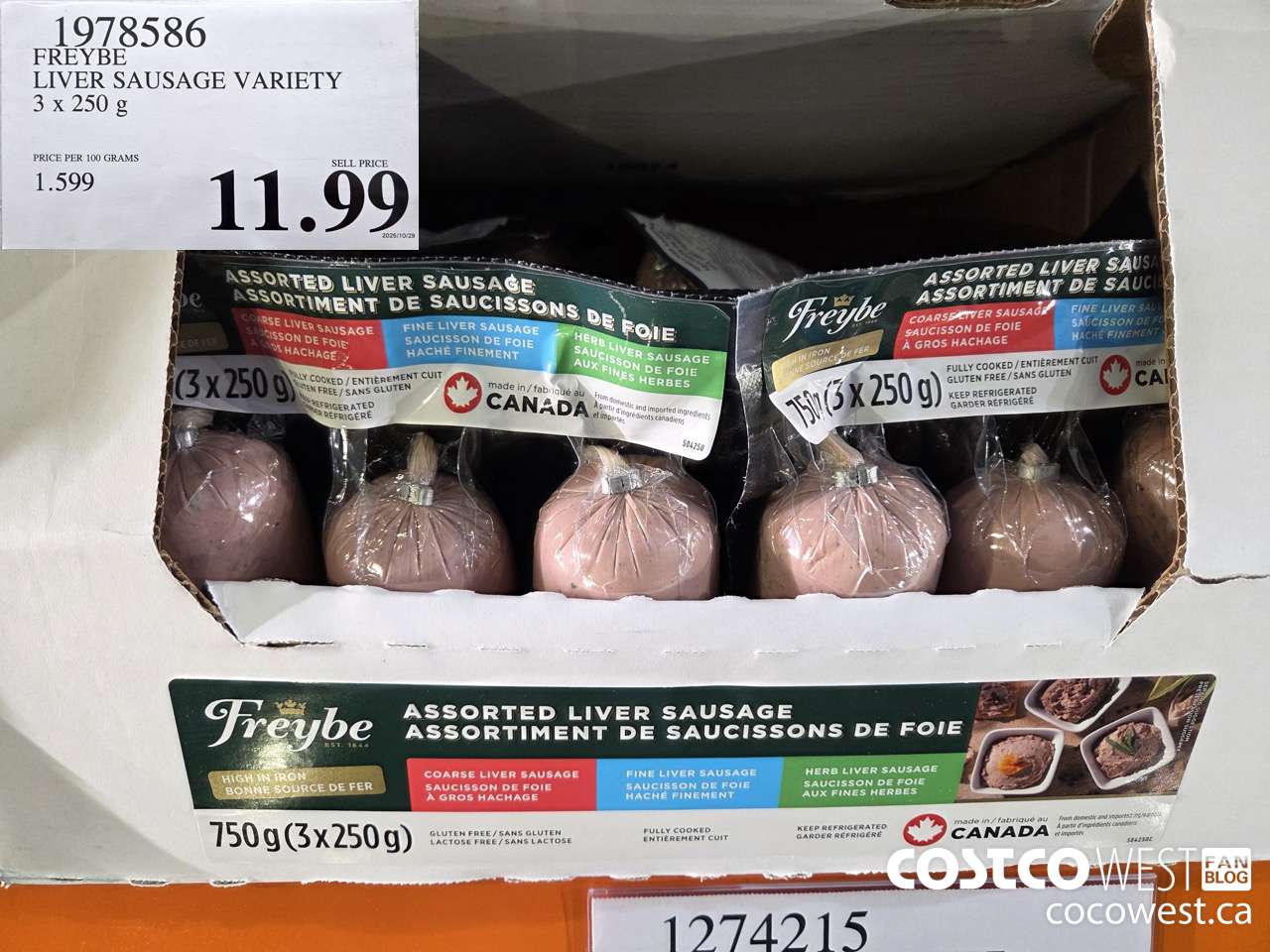 1978586 FREYBE LIVER SAUSAGE VARIETY 3 X 250G $11.99