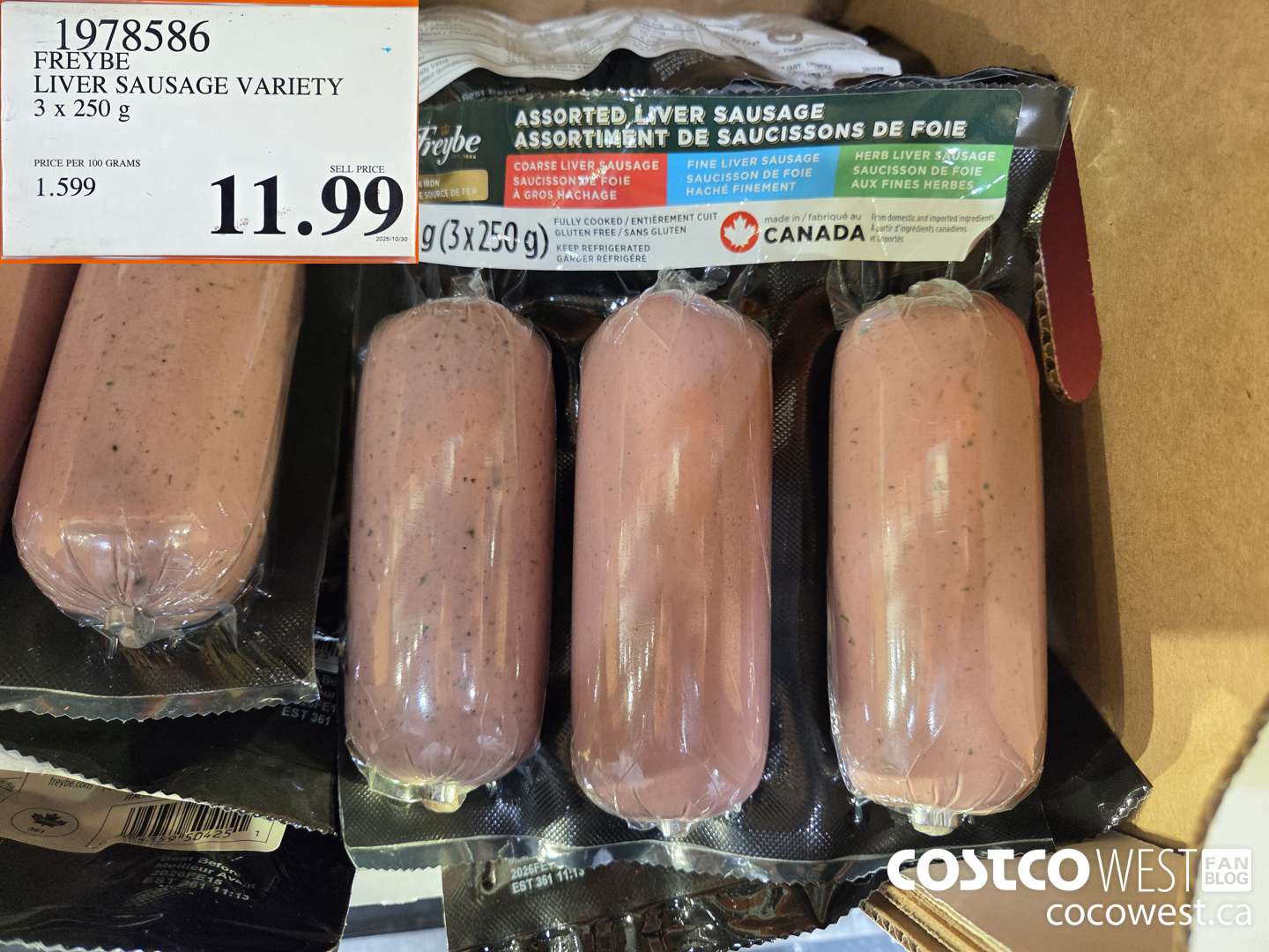 1978586 FREYBE LIVER SAUSAGE VARIETY 3 X 250G $11.99