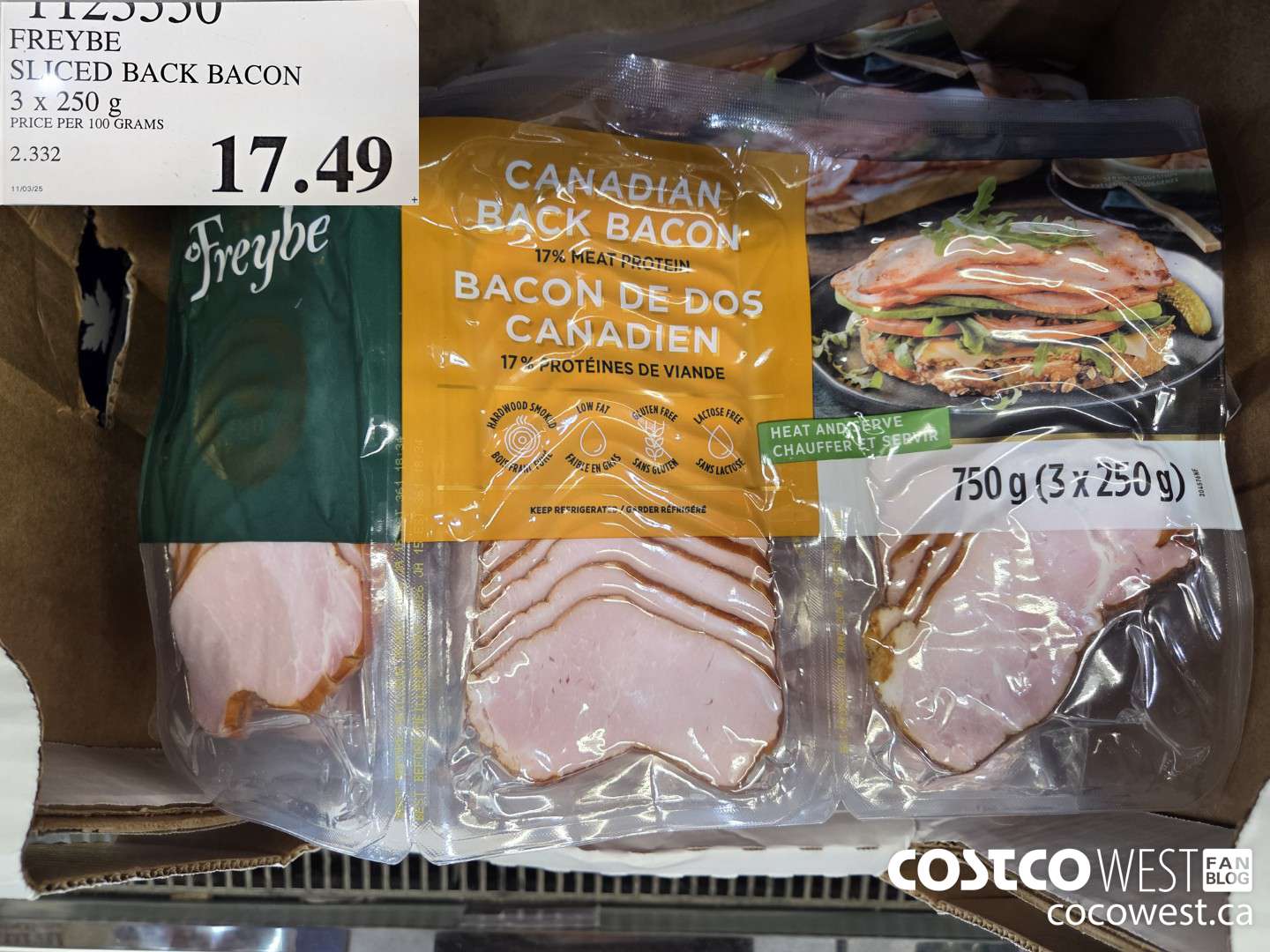1123550 FREYBE SLICED BACK BACON $17.49