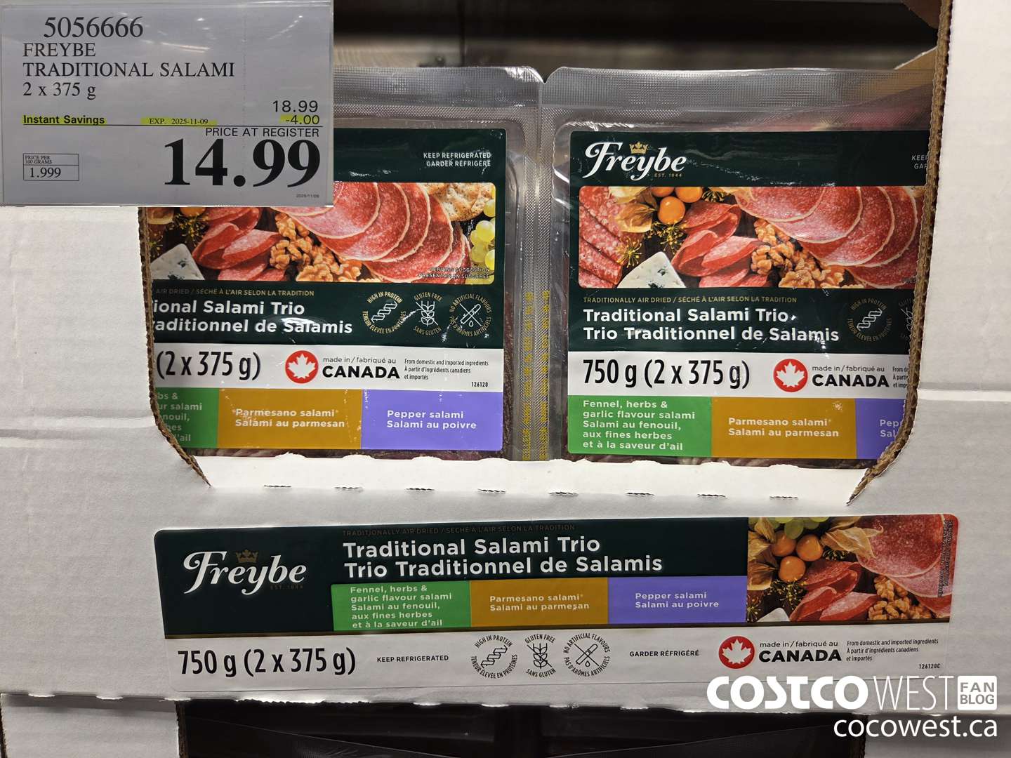 5056666 FREYBE TRADITIONAL SALAMI 2 X 375G ($4.00 INSTANT SAVINGS EXPIRES ON 2025-11-09) $14.99