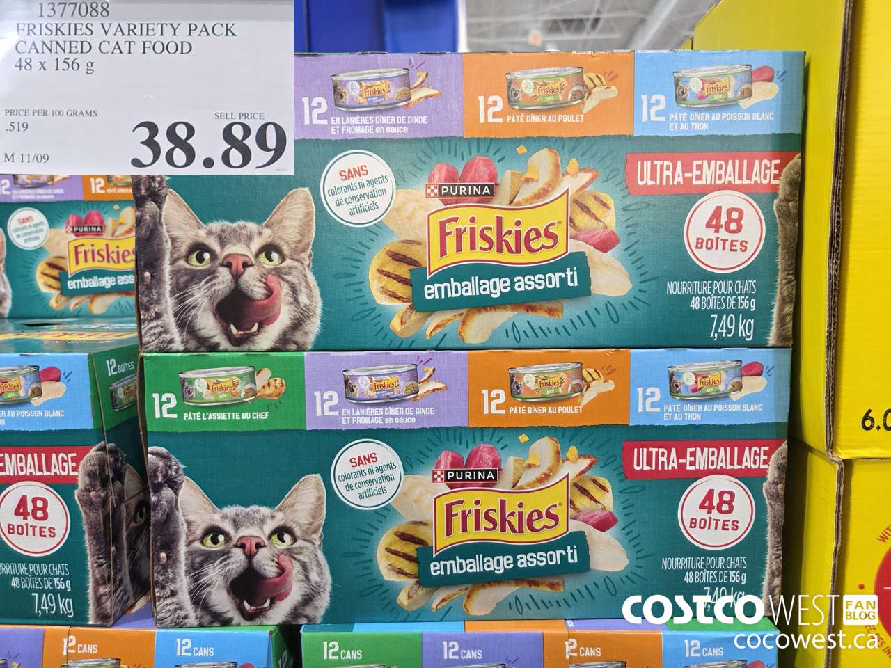 1377088 FRISKIES VARIETY PACK CANNED CAT FOOD 48 X 156 G $38.89