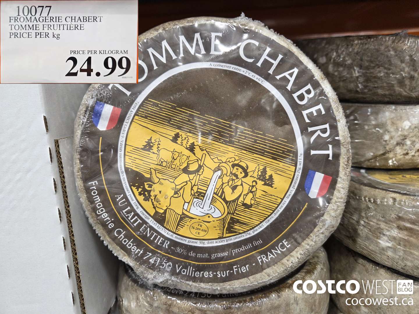 10077 FROMAGERIE CHABERT TOMME FRUITIERE PRICE PER kg $24.99