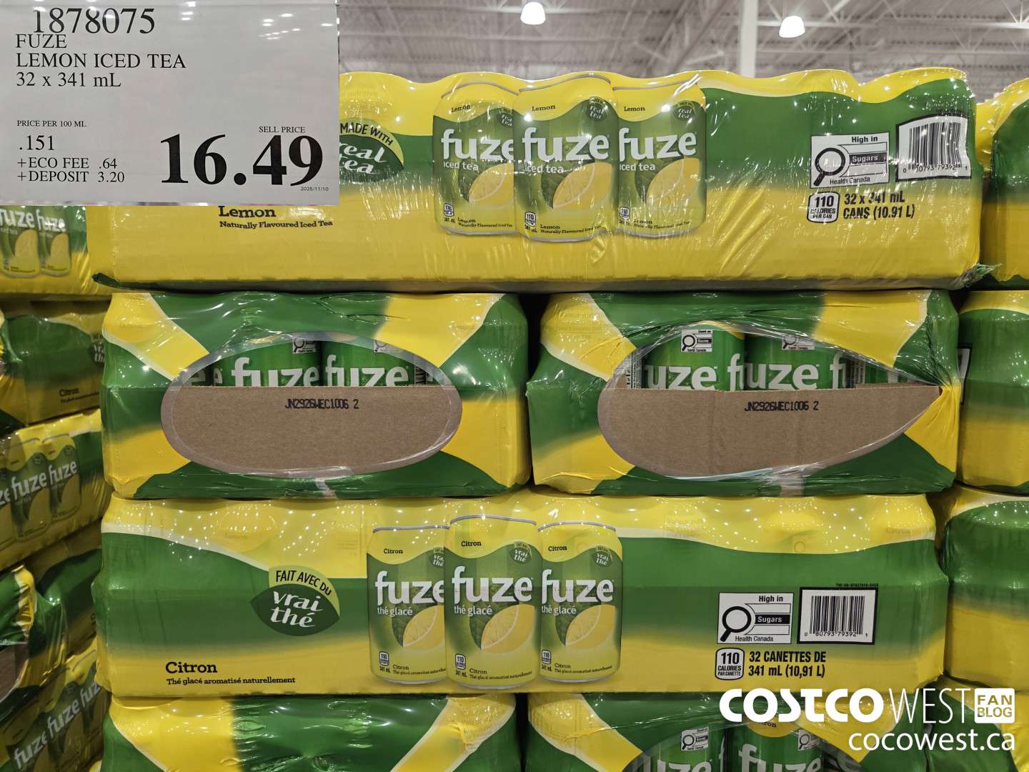 1878075 FUZE LEMON ICED TEA 32 X 341 ML $16.49