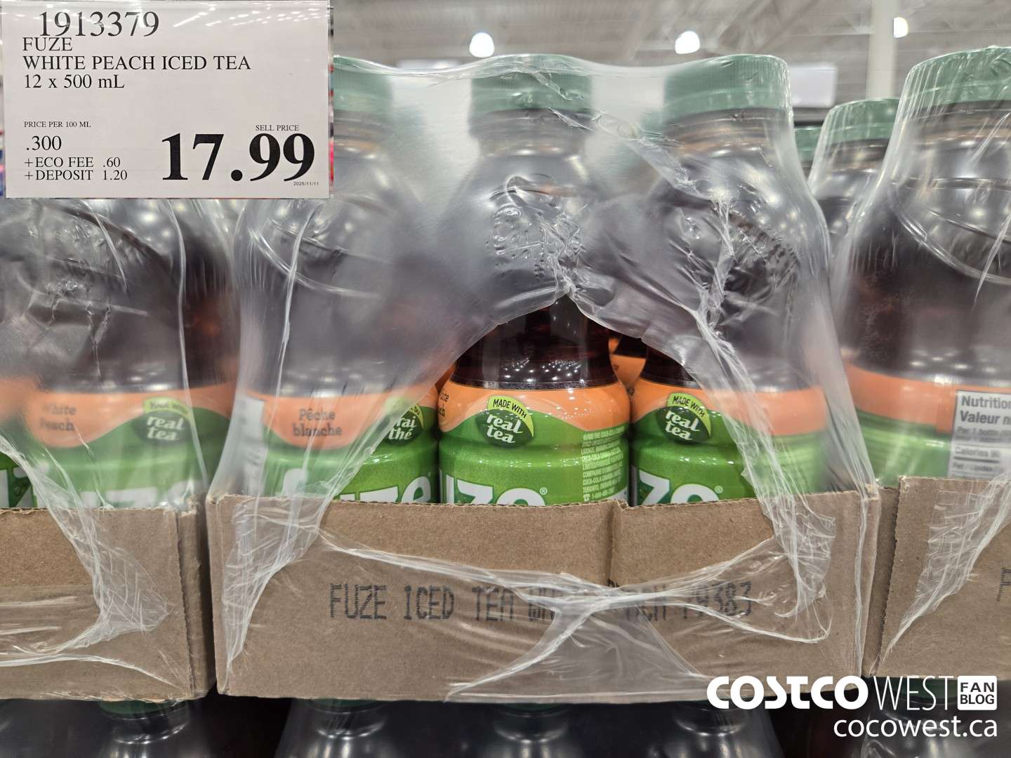 1913379 FUZE WHITE PEACH ICED TEA 12 x 500 mL $17.99