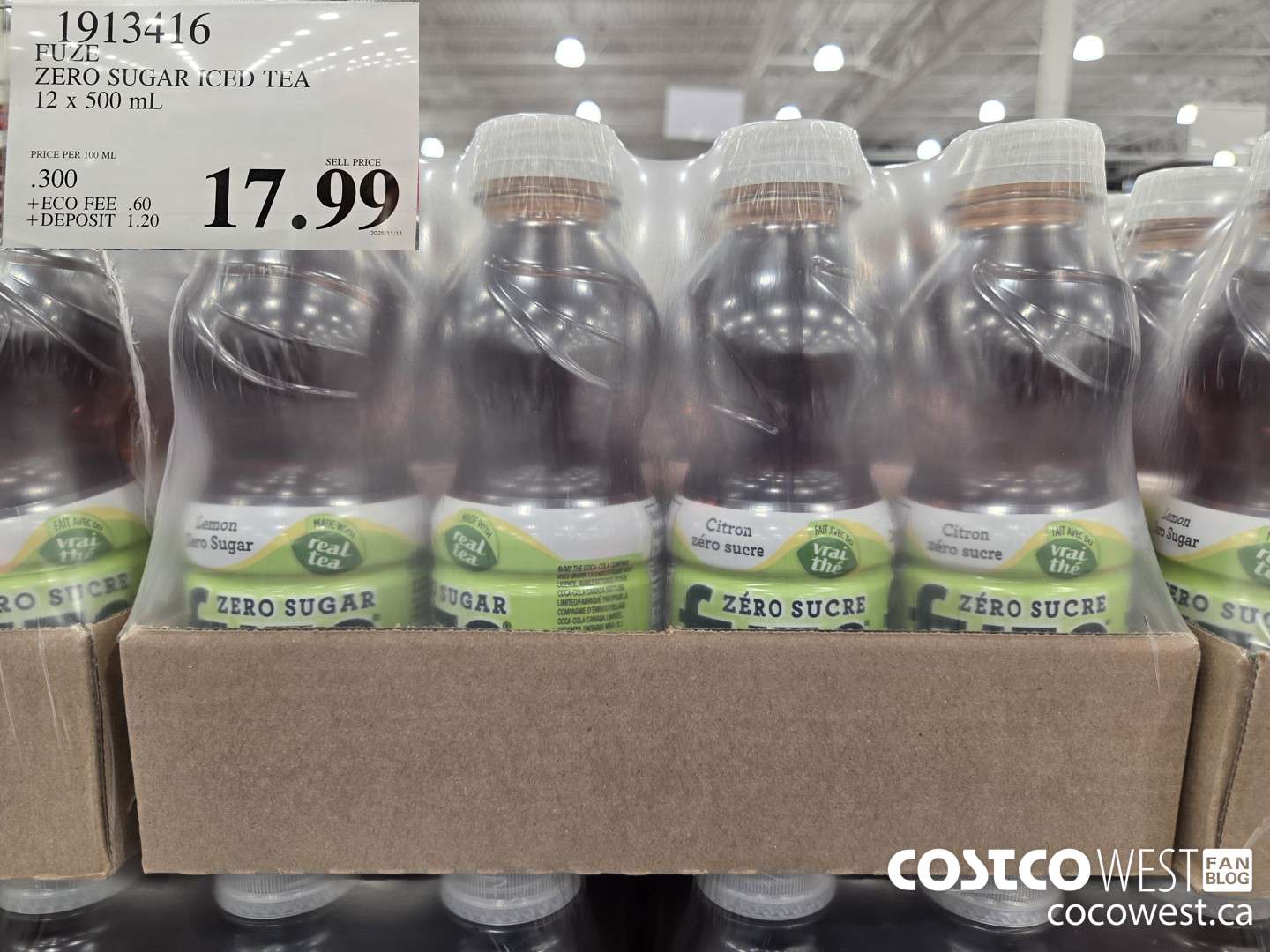 1913416 FUZE ZERO SUGAR ICED TEA 12 x 500 mL $17.99