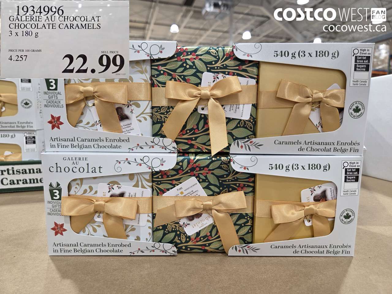 1934996 GALERIE AU CHOCOLAT CHOCOLATE CARAMELS 3 X 108G $22.99