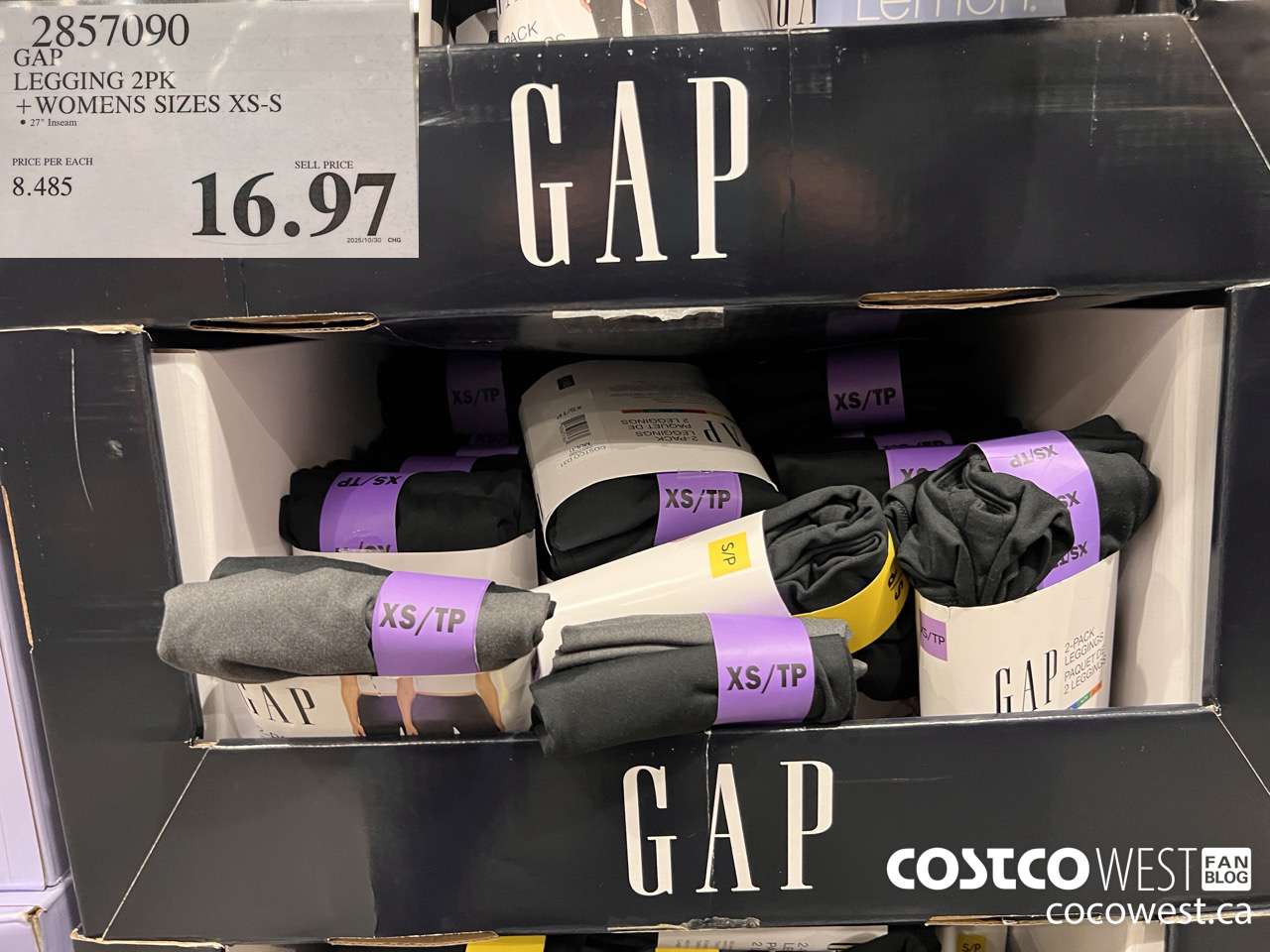 2857090 GAP LEGGING 2PK WOMENS SIZES XS-S $16.97