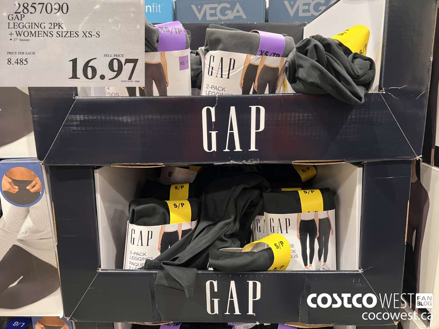 2857090 GAP LEGGING 2PK WOMENS SIZES XS-S $16.97