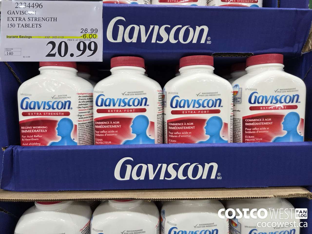 2334496 GAVISCON EXTRA STRENGTH 150 TABLETS ($6.00 INSTANT SAVINGS EXPIRES ON 2025-11-23) $20.99