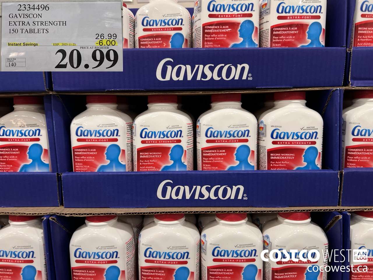 2334496 GAVISCON EXTRA STRENGTH 150 TABLETS ($6.00 INSTANT SAVINGS EXPIRES ON 2025-11-23) $20.99