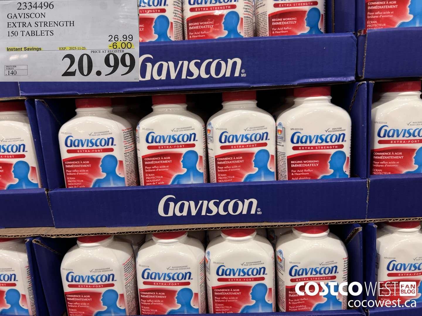 2334496 GAVISCON EXTRA STRENGTH 150 TABLETS ($6.00 INSTANT SAVINGS EXPIRES ON 2025-11-23) $20.99
