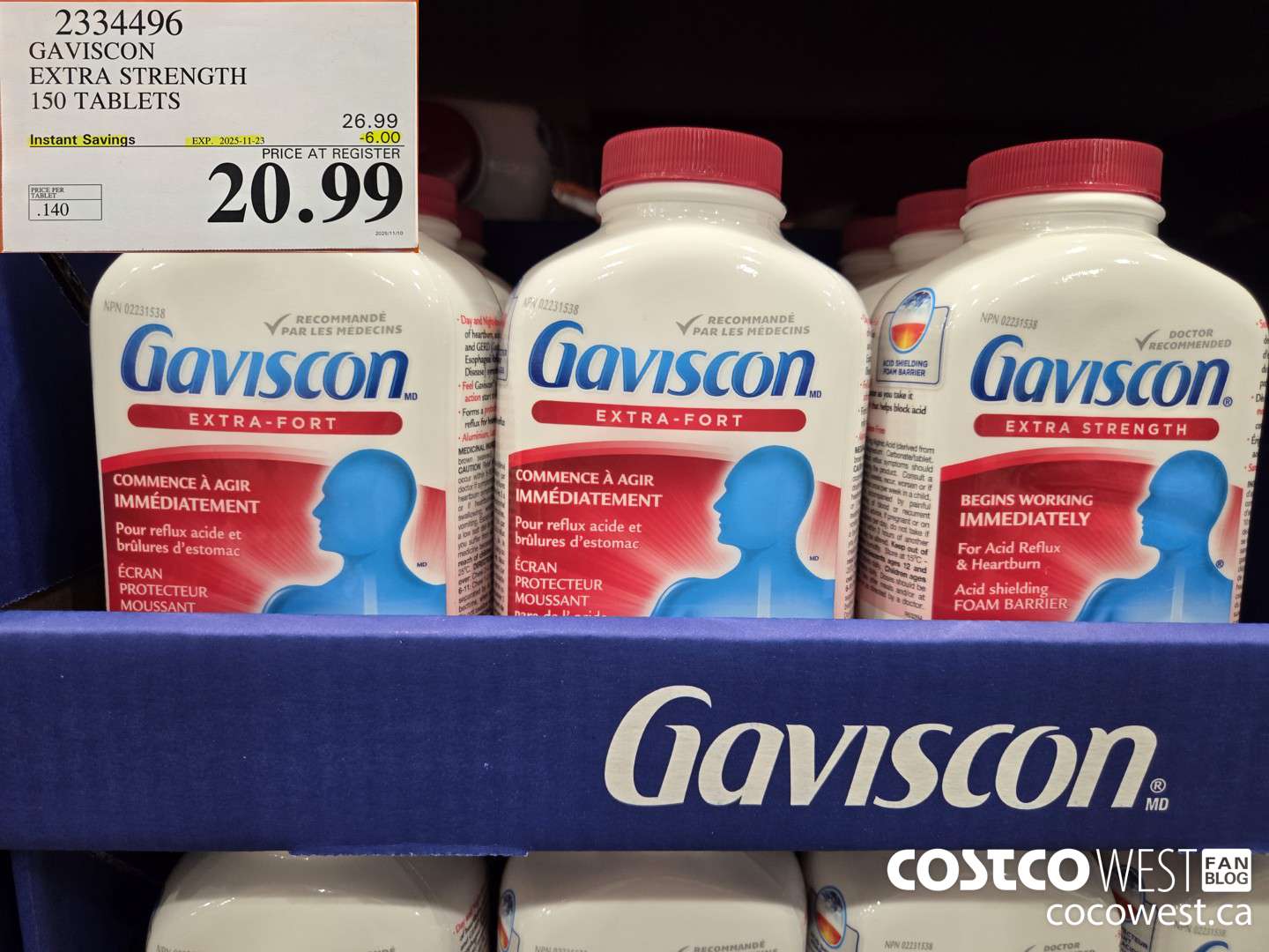 2334496 GAVISCON EXTRA STRENGTH 150 TABLETS ($6.00 INSTANT SAVINGS EXPIRES ON 2025-11-23) $20.99