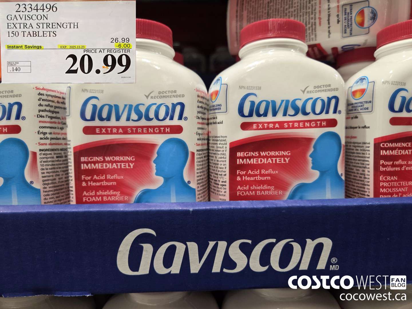2334496 GAVISCON EXTRA STRENGTH 150 TABLETS ($6.00 INSTANT SAVINGS EXPIRES ON 2025-11-23) $20.99