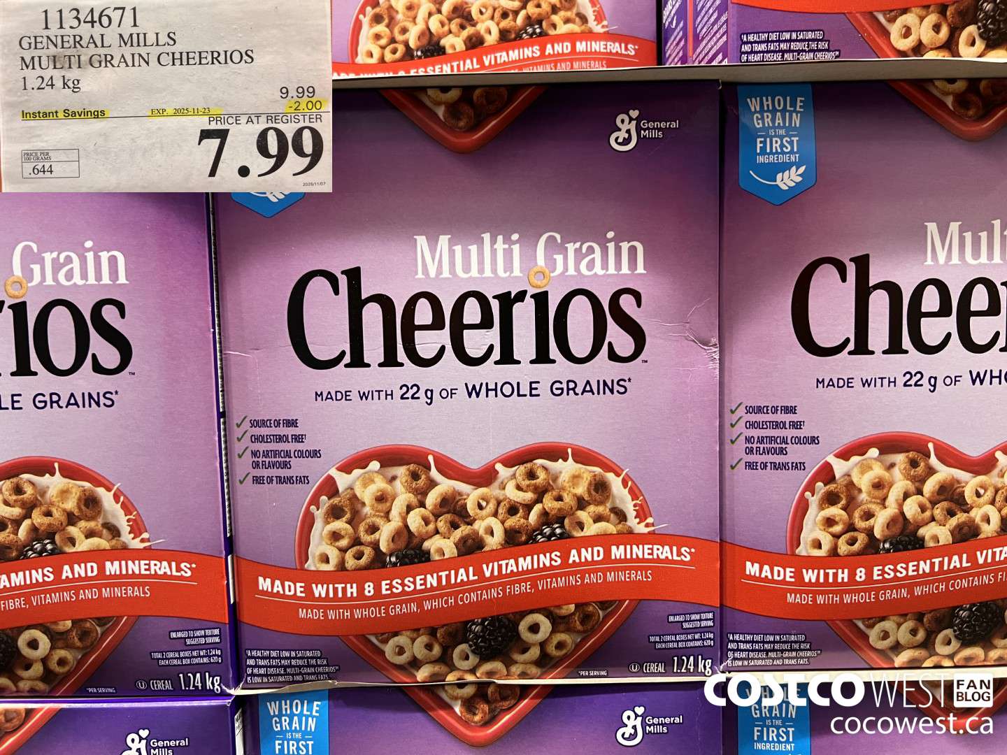 1134671 GENERAL MILLS MULTIGRAIN CHEERIOS 1.24 kg ($2.00 INSTANT SAVINGS EXPIRES ON 2025-11-23) $7.99