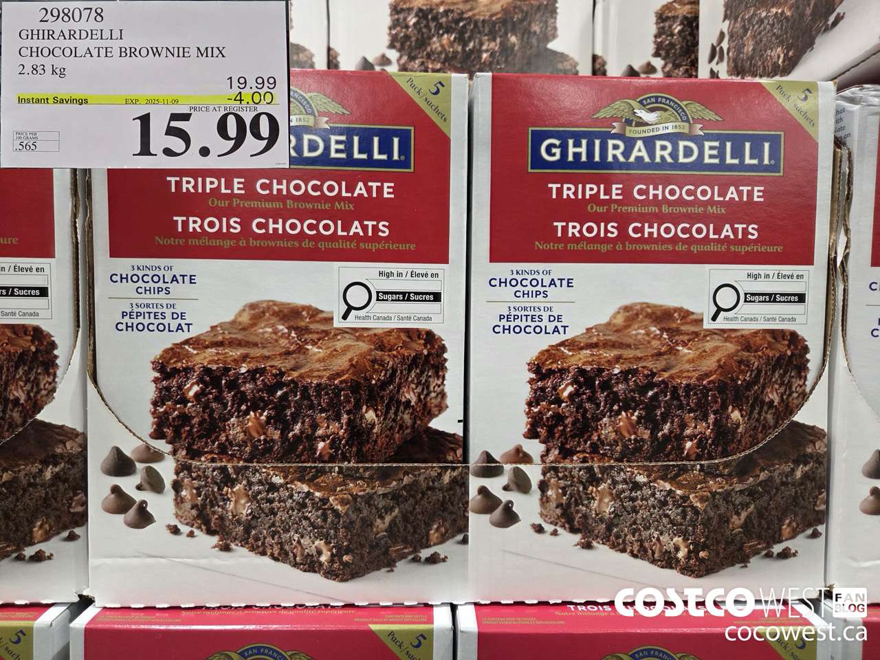 298078 GHIRARDELLI CHOCOLATE BROWNIE MIX 2.83 kg ($4.00 INSTANT SAVINGS EXPIRES ON 2025-11-09) $15.99