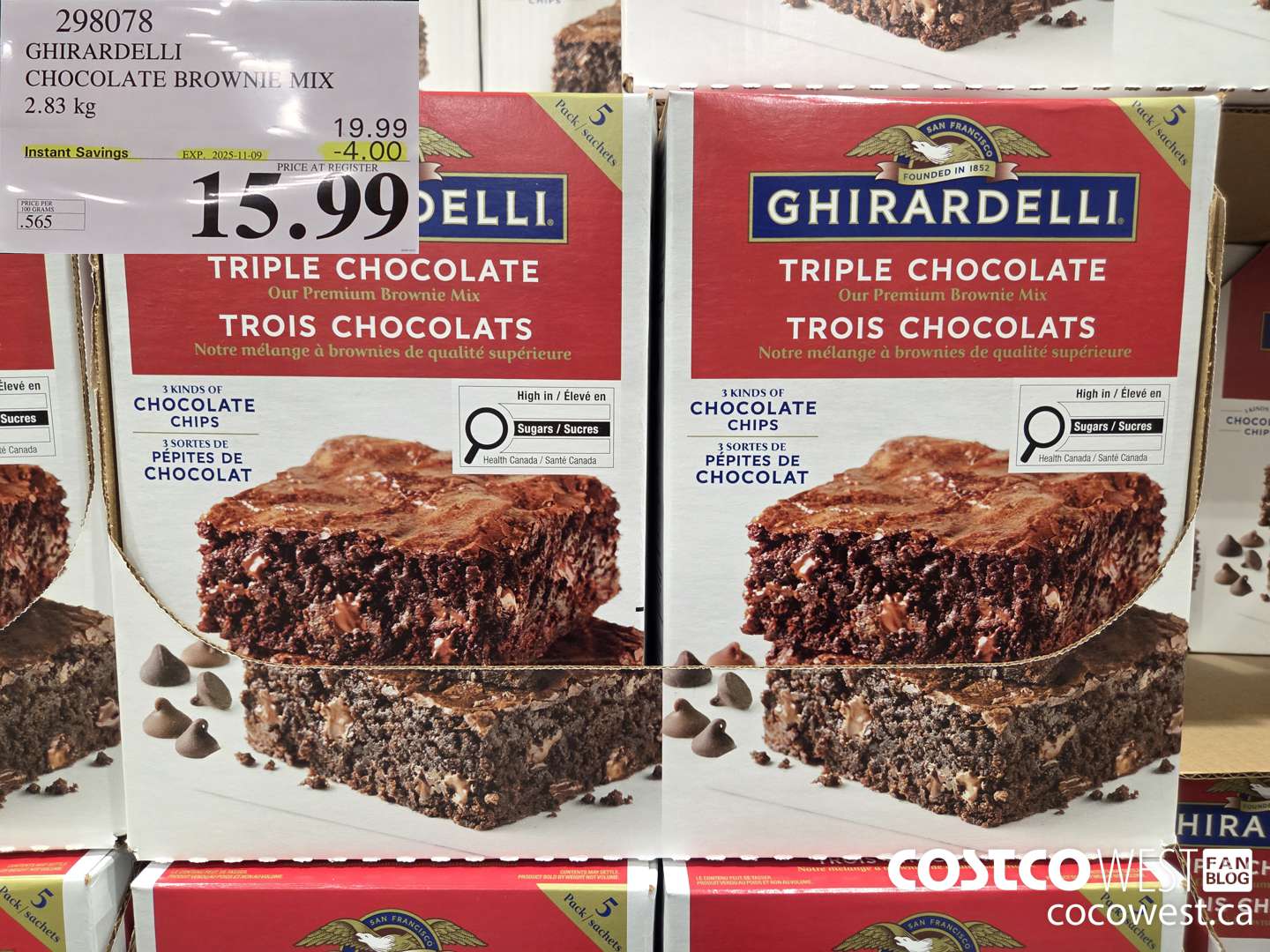 298078 GHIRARDELLI CHOCOLATE BROWNIE MIX 2.83 kg ($4.00 INSTANT SAVINGS EXPIRES ON 2025-11-09) $15.99
