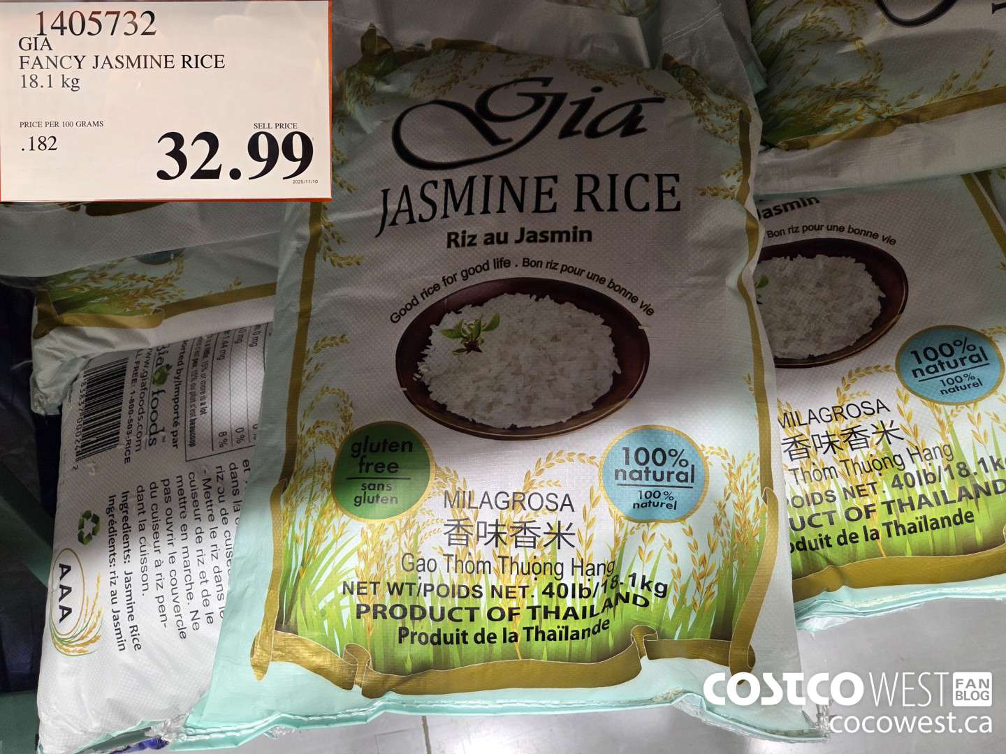 1405732 GIA FANCY JASMINE RICE 18.1 kg $32.99