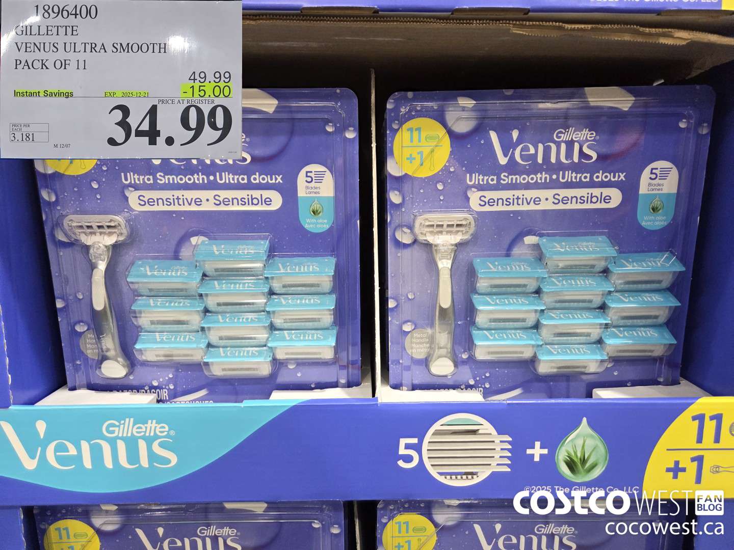 1896400 GILLETTE VENUS ULTRA SMOOTH PACK OF 11 ($15.00 INSTANT SAVINGS EXPIRES ON 2025-12-21) $34.99