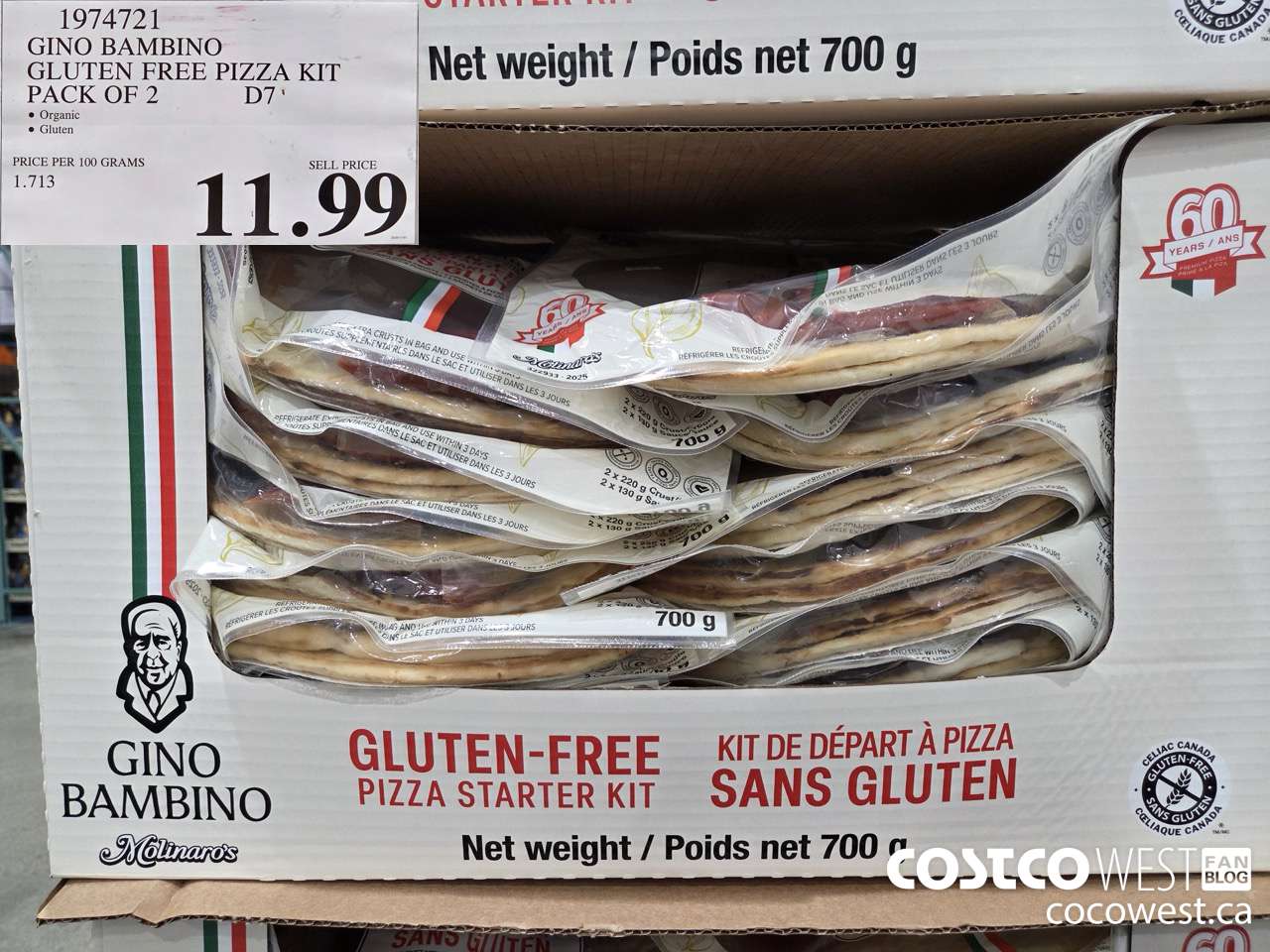 1974721 GINO BAMBINO GLUTEN FREE PIZZA KIT PACK OF 2 $11.99