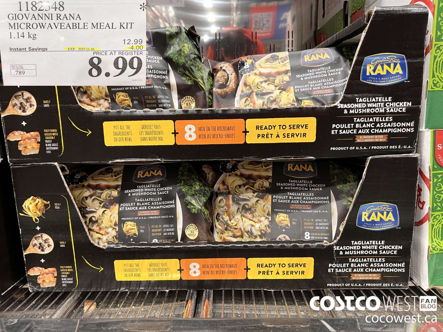 1182348 GIOVANNI RANA MICROWAVEABLE MEAL KIT 1.14 kg ($4.00 INSTANT SAVINGS) $8.99