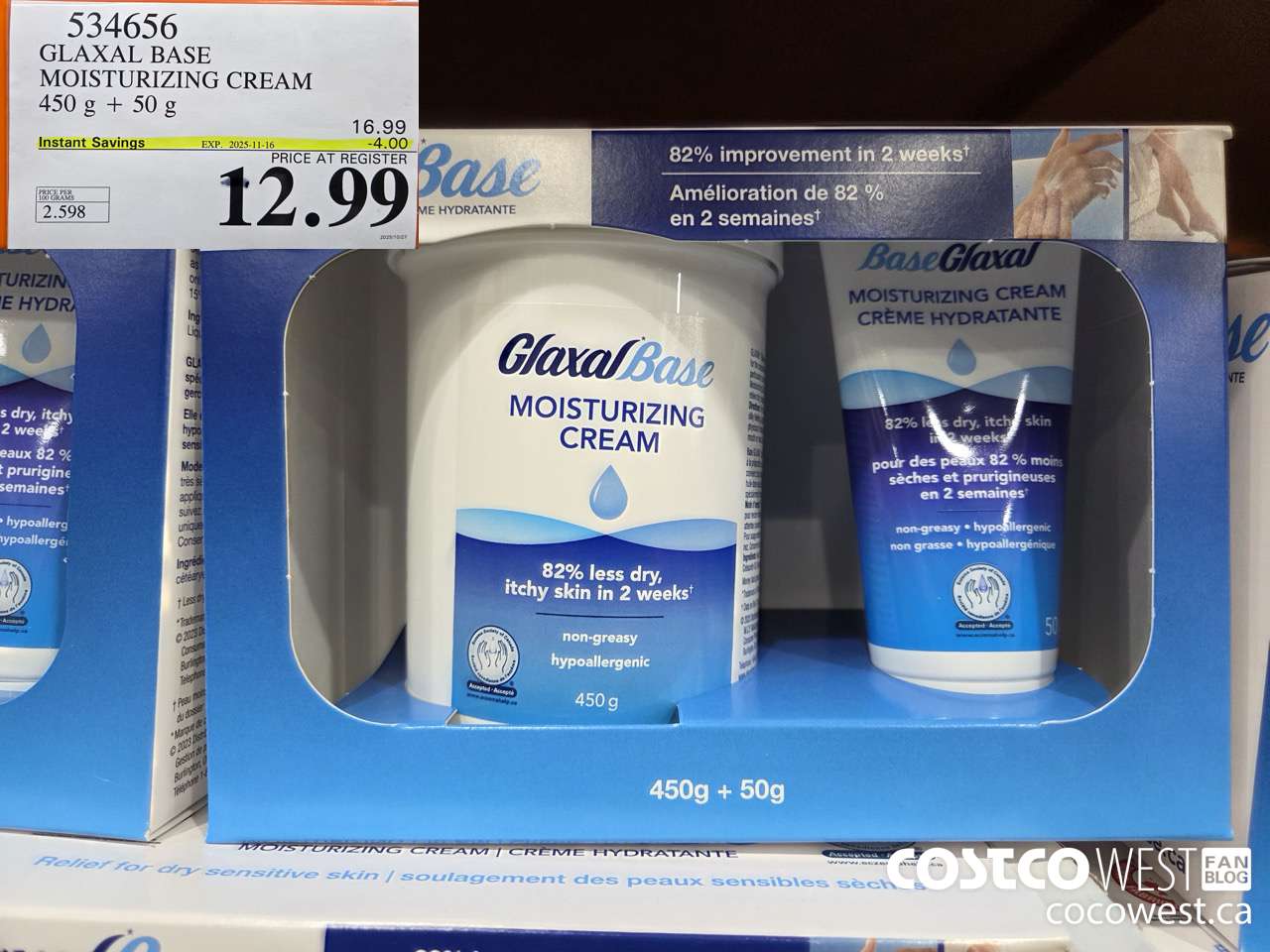 534656 GLAXAL BASE CREAM 450g + 50 g ($4.00 INSTANT SAVINGS EXPIRES ON 2025-11-16) $12.99