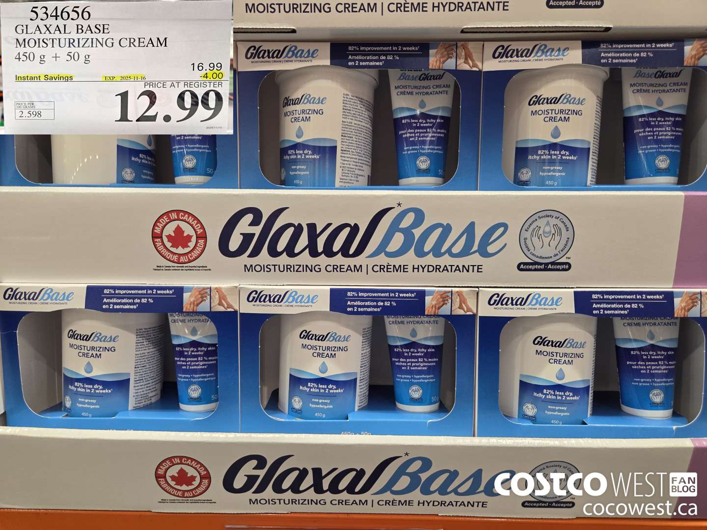 534656 GLAXAL BASE CREAM 450g + 50 g ($4.00 INSTANT SAVINGS EXPIRES ON 2025-11-16) $12.99
