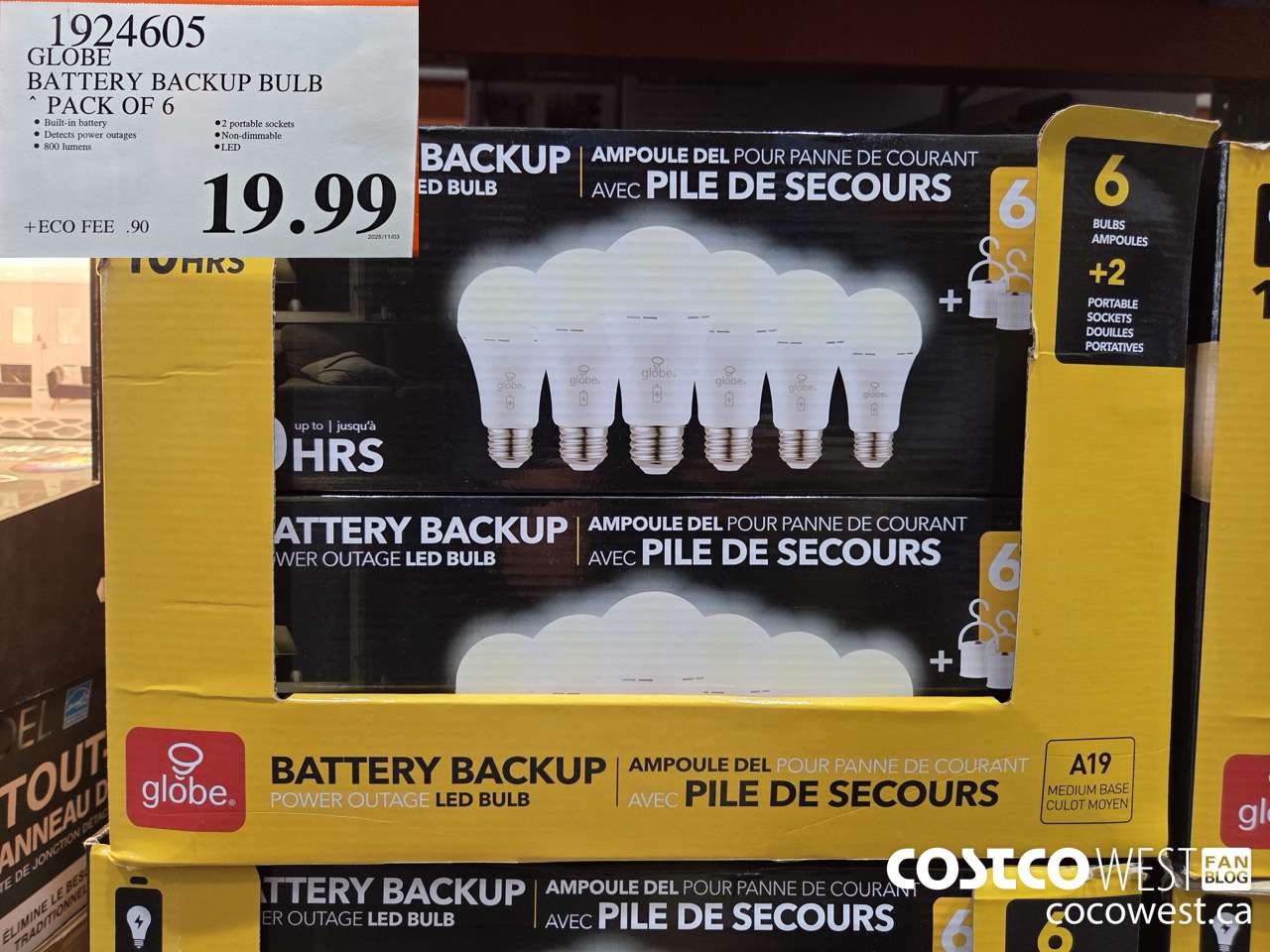 1924605 GLOBE BATTERY BACKUP BULB PACK OF 6 $19.99